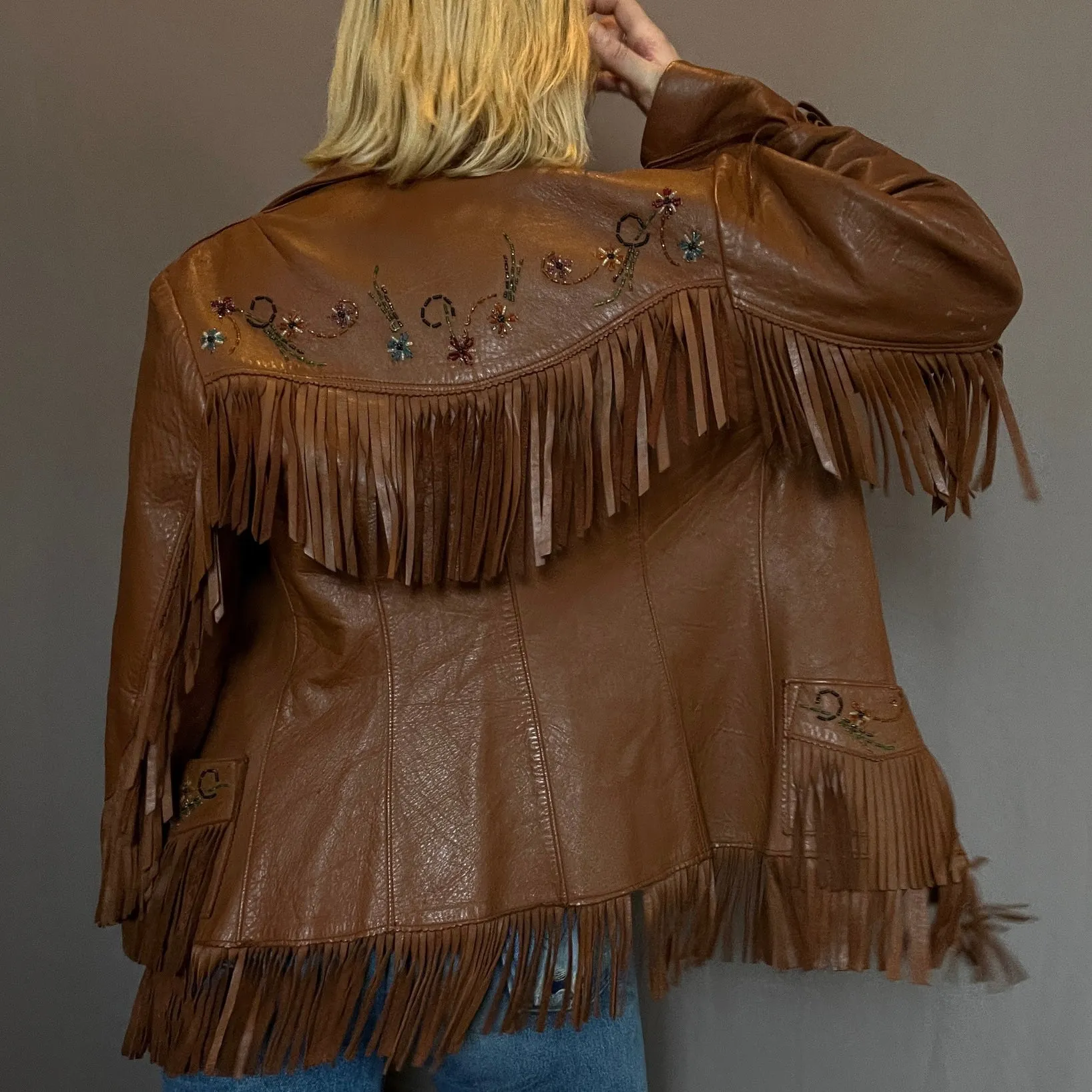 1950s RARE Chris Line Deerskin Beaded Fringe Jacket