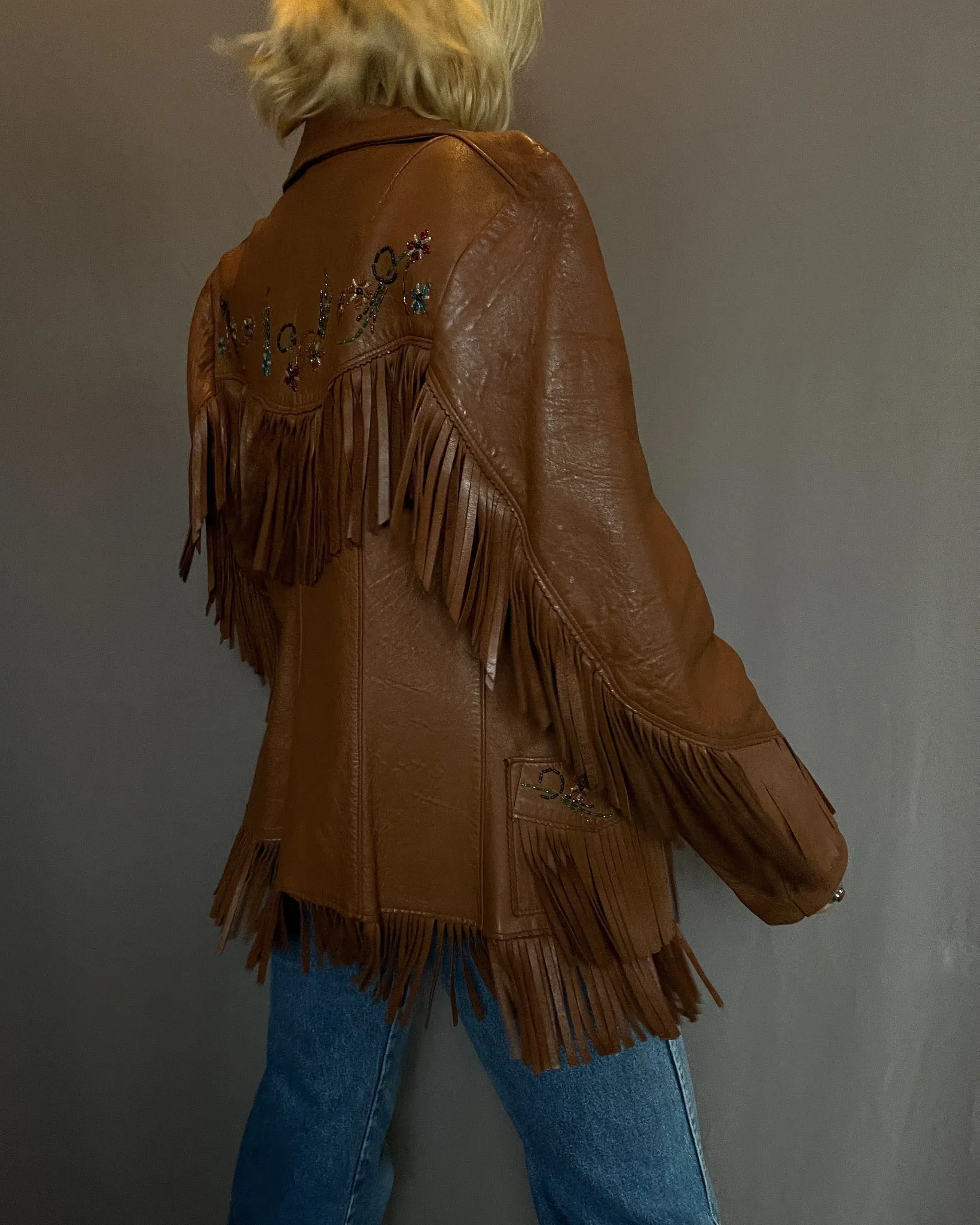 1950s RARE Chris Line Deerskin Beaded Fringe Jacket