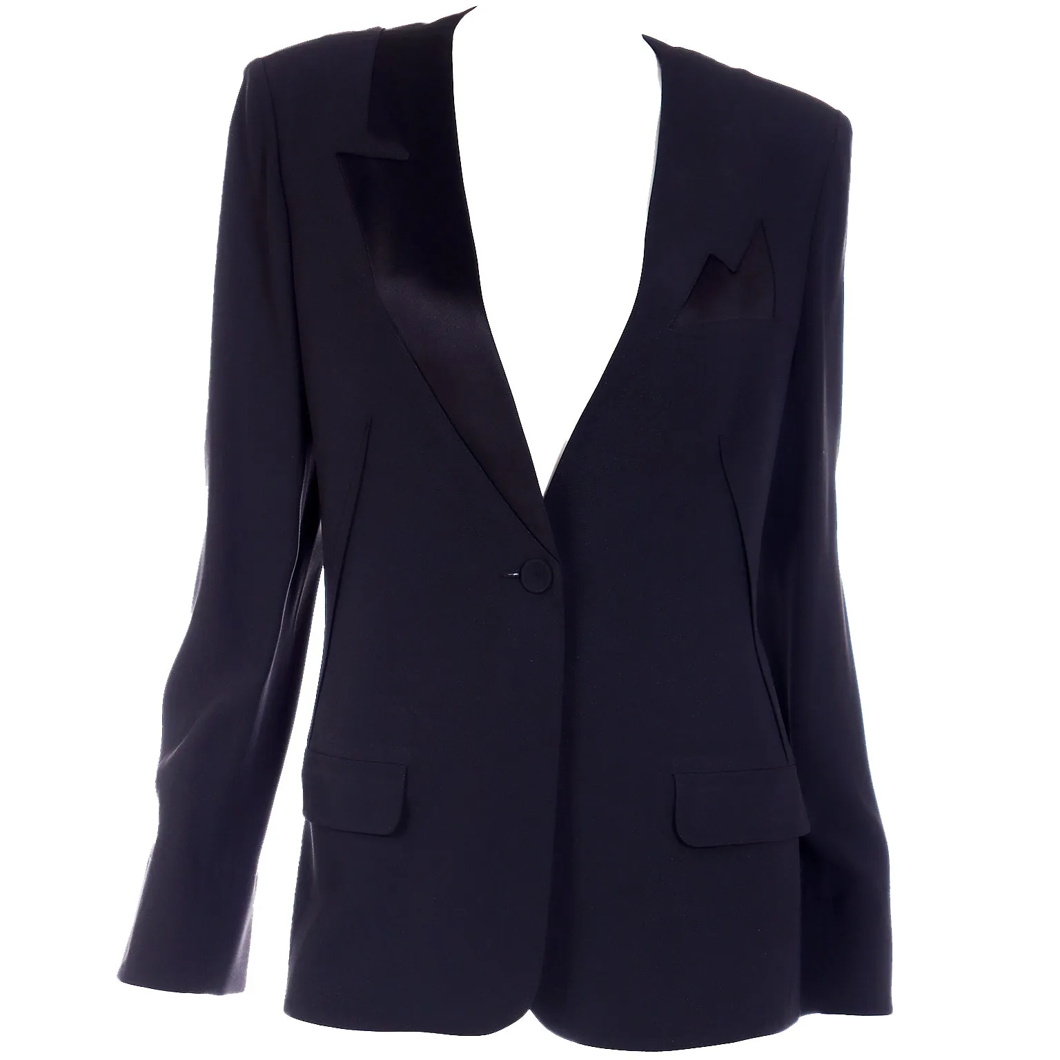 1990s Vintage Sonia Rykiel Black Tuxedo Style Jacket