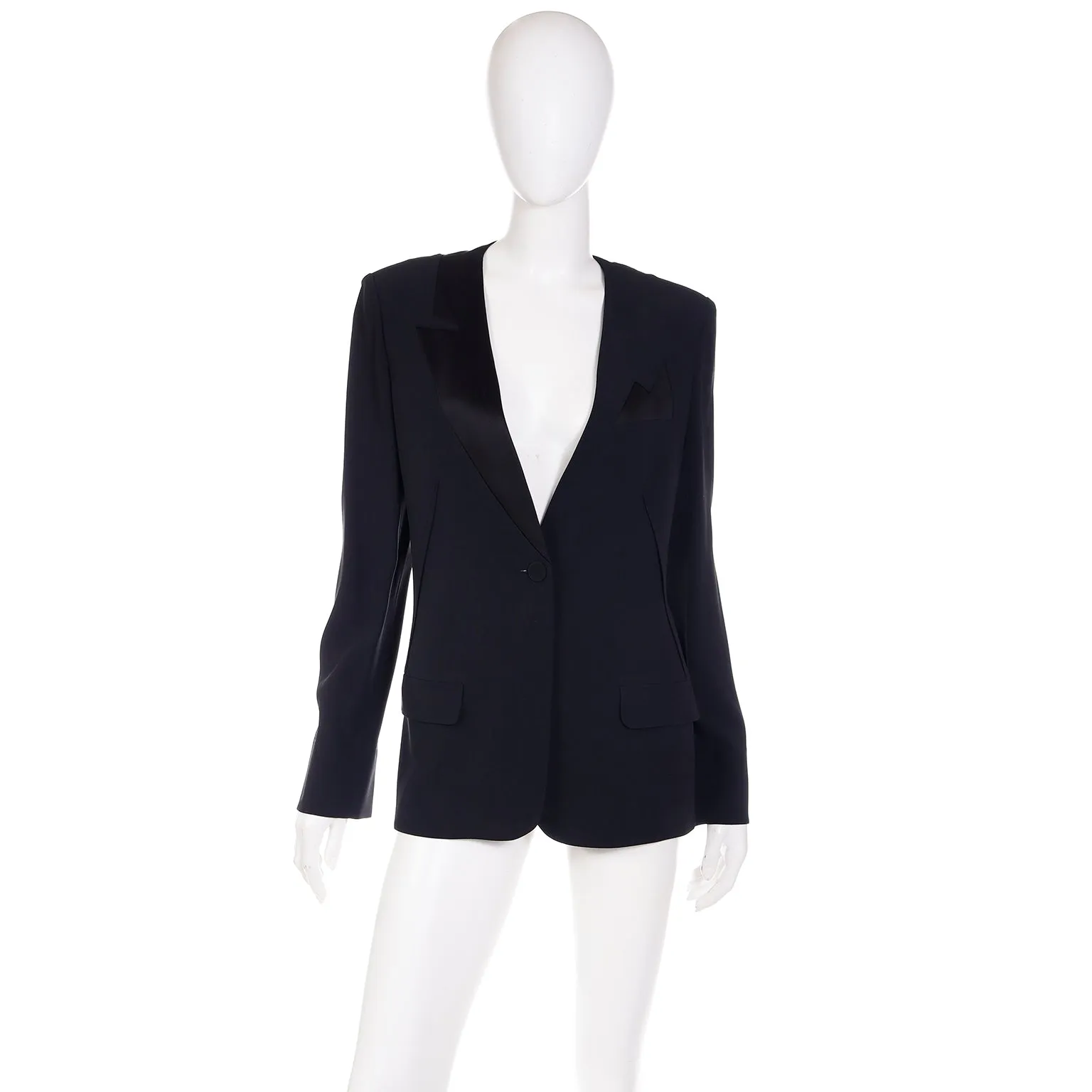 1990s Vintage Sonia Rykiel Black Tuxedo Style Jacket