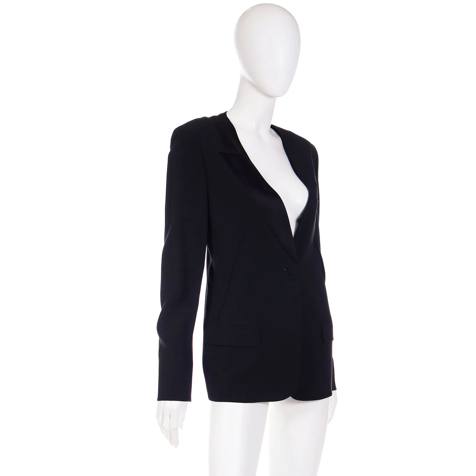 1990s Vintage Sonia Rykiel Black Tuxedo Style Jacket