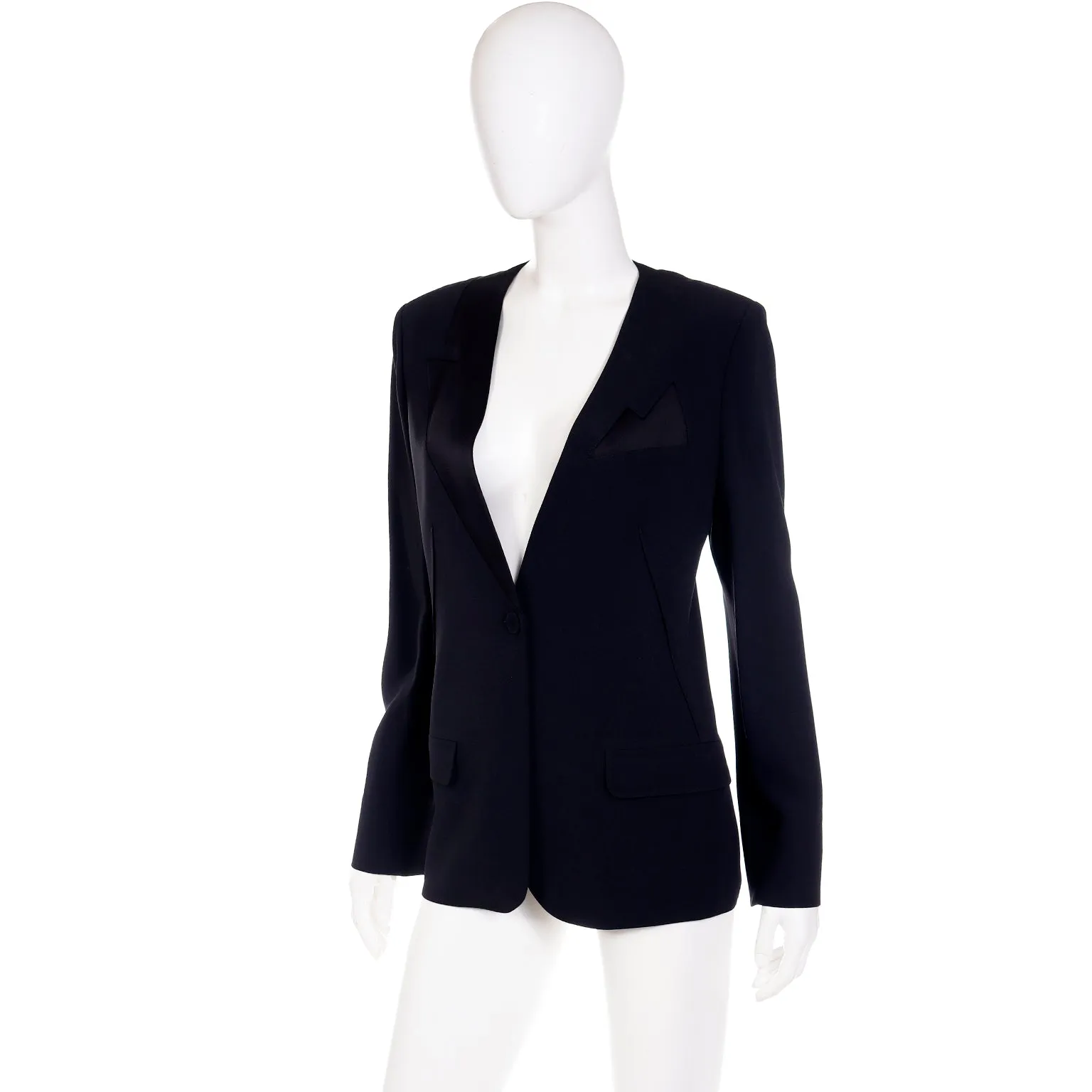 1990s Vintage Sonia Rykiel Black Tuxedo Style Jacket