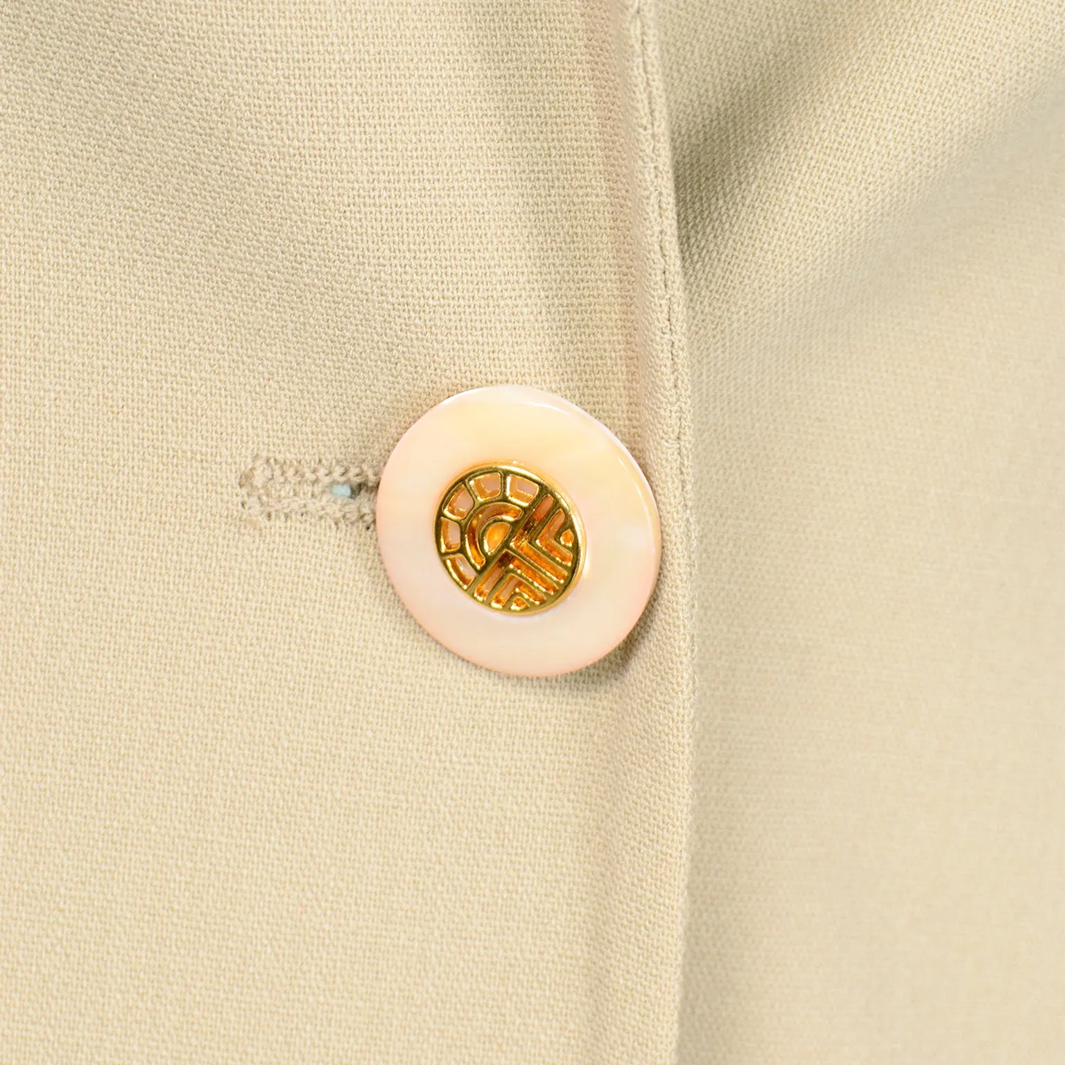 2000s Celine Sand Beige Wool Blend Skirt & Jacket Suit