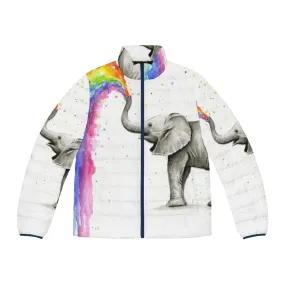 Adorable Baby Elephant Spraying Rainbow Puffer Jacket for Kids