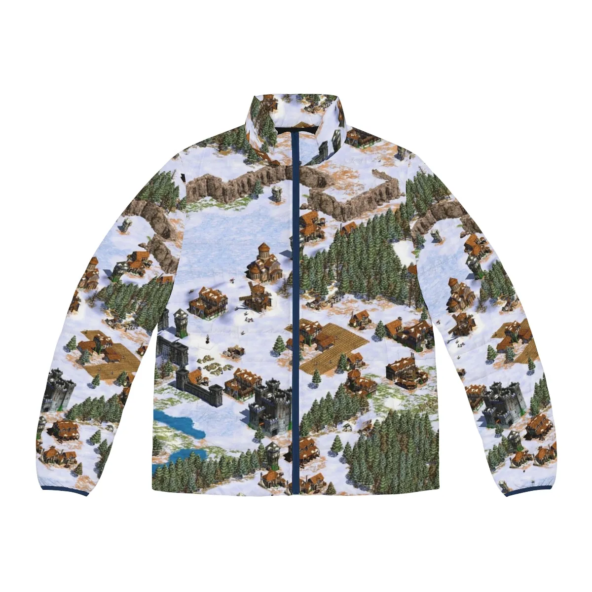 Age Of Empires Snowy Landscape Puffer Jacket - Retro Gaming Outerwear