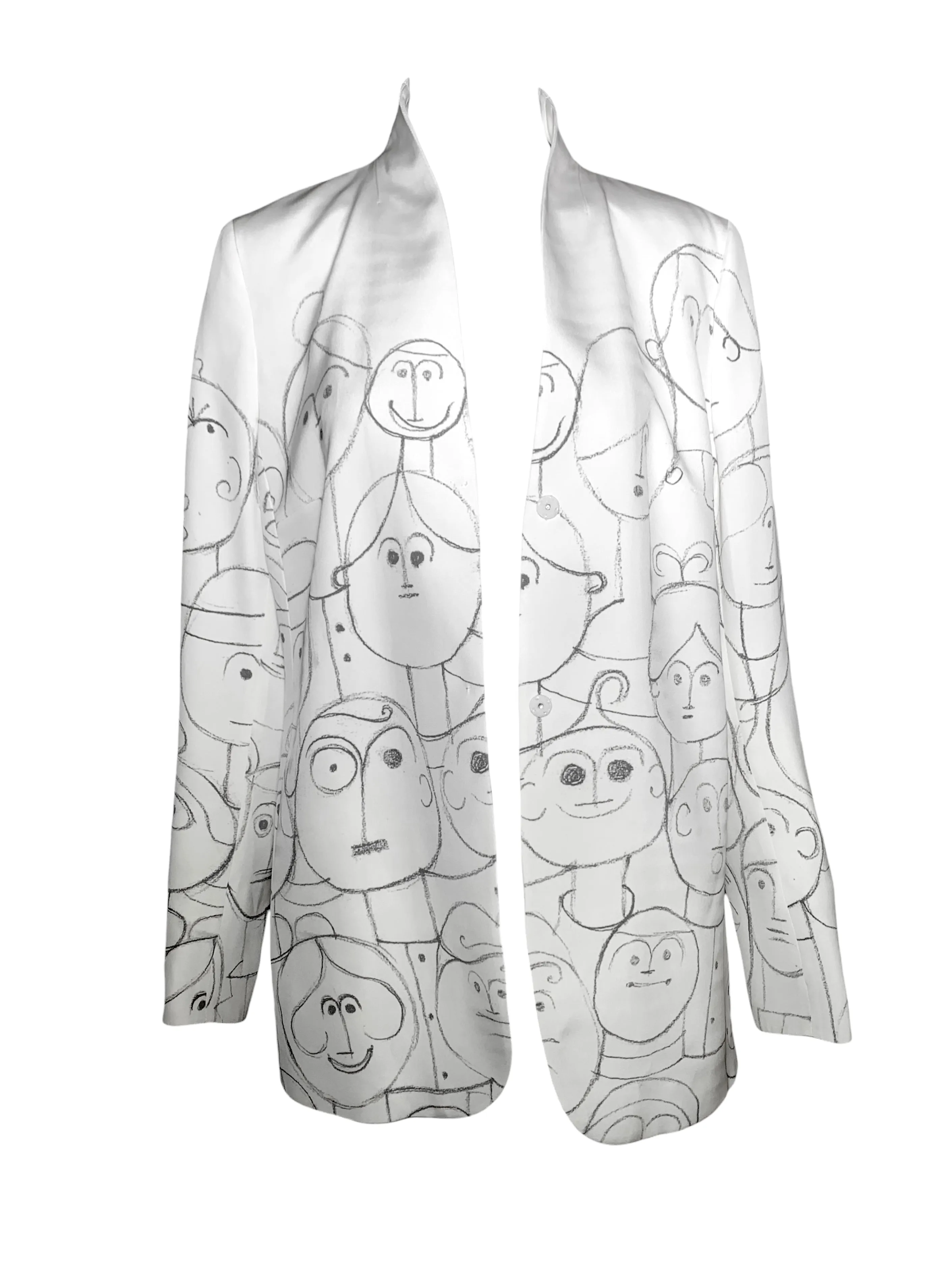 Akris Animated Faces White Suit Jacket