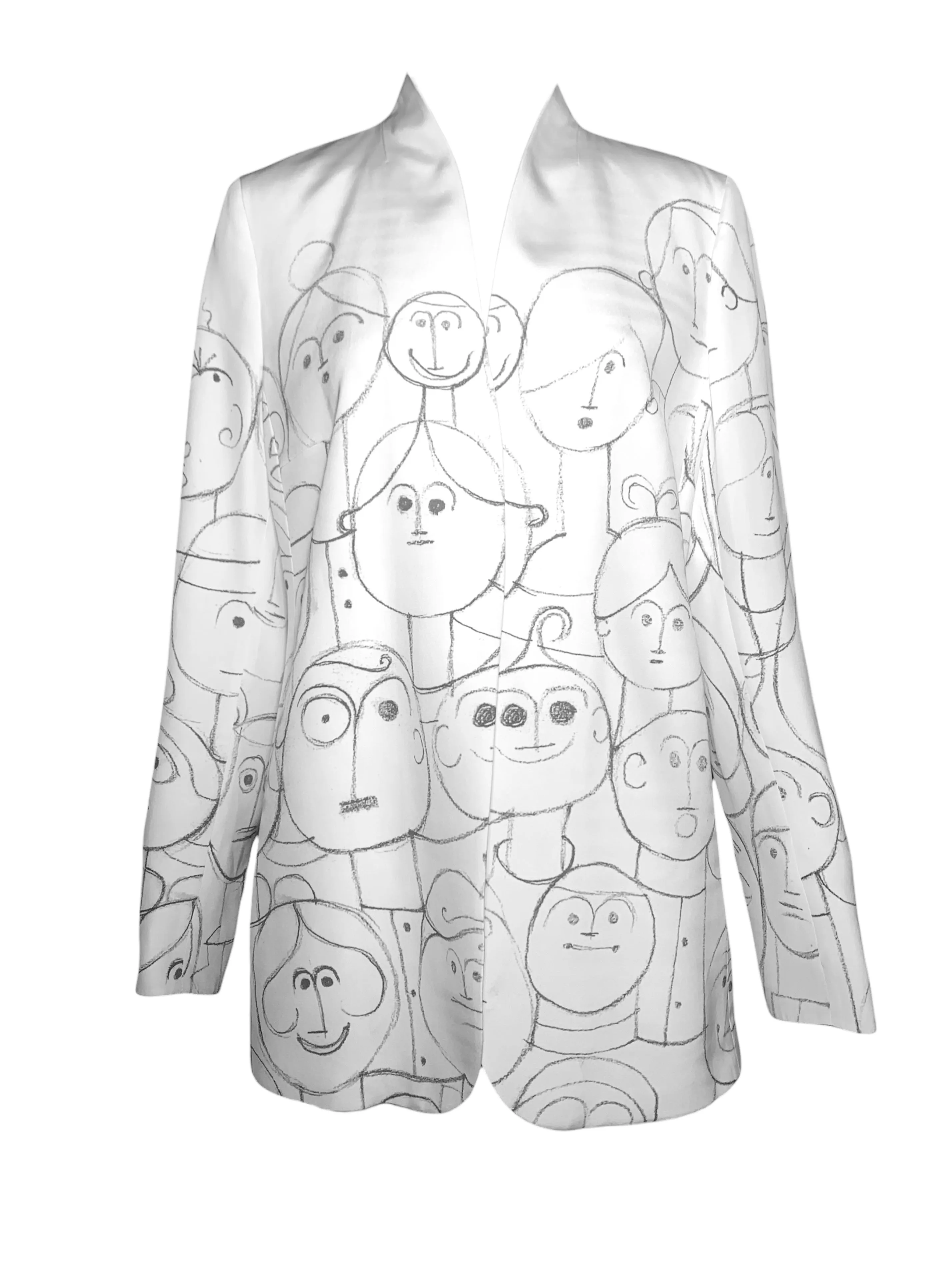 Akris Animated Faces White Suit Jacket