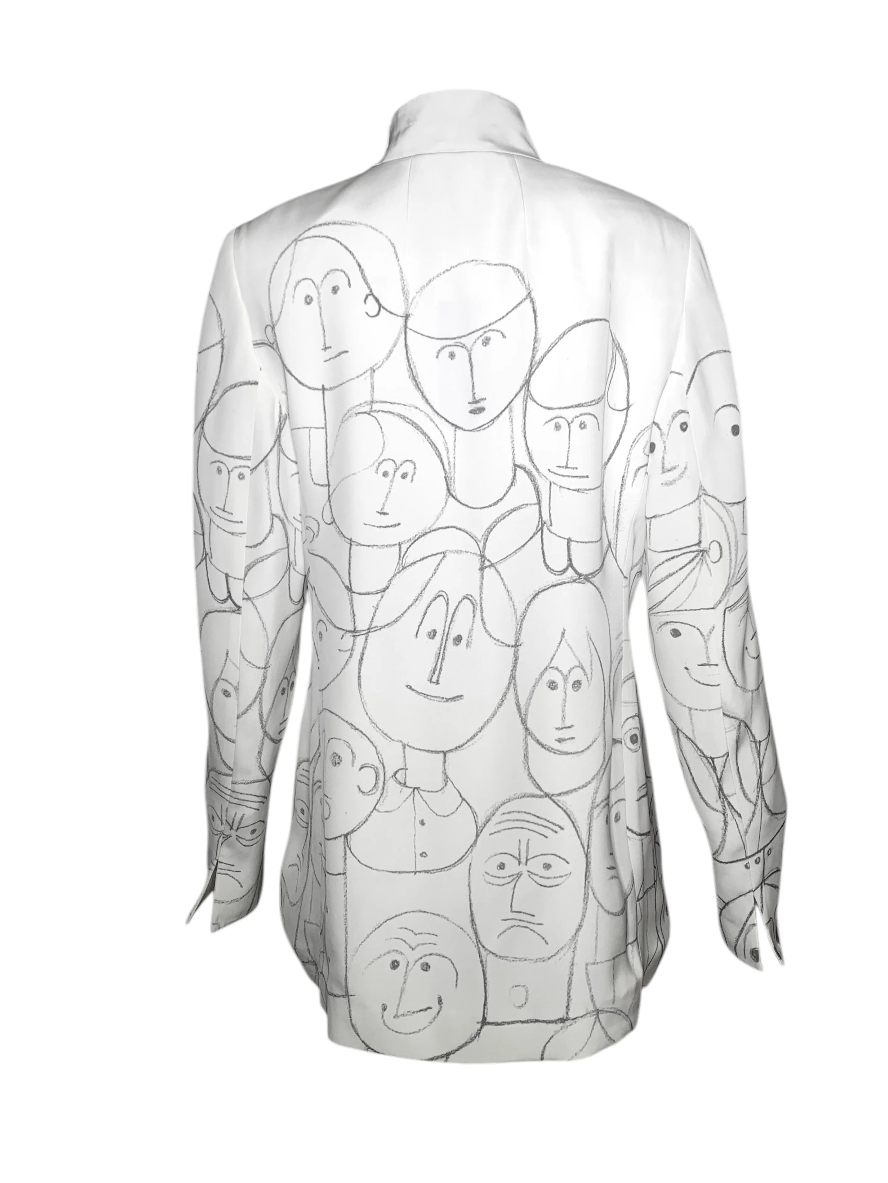 Akris Animated Faces White Suit Jacket