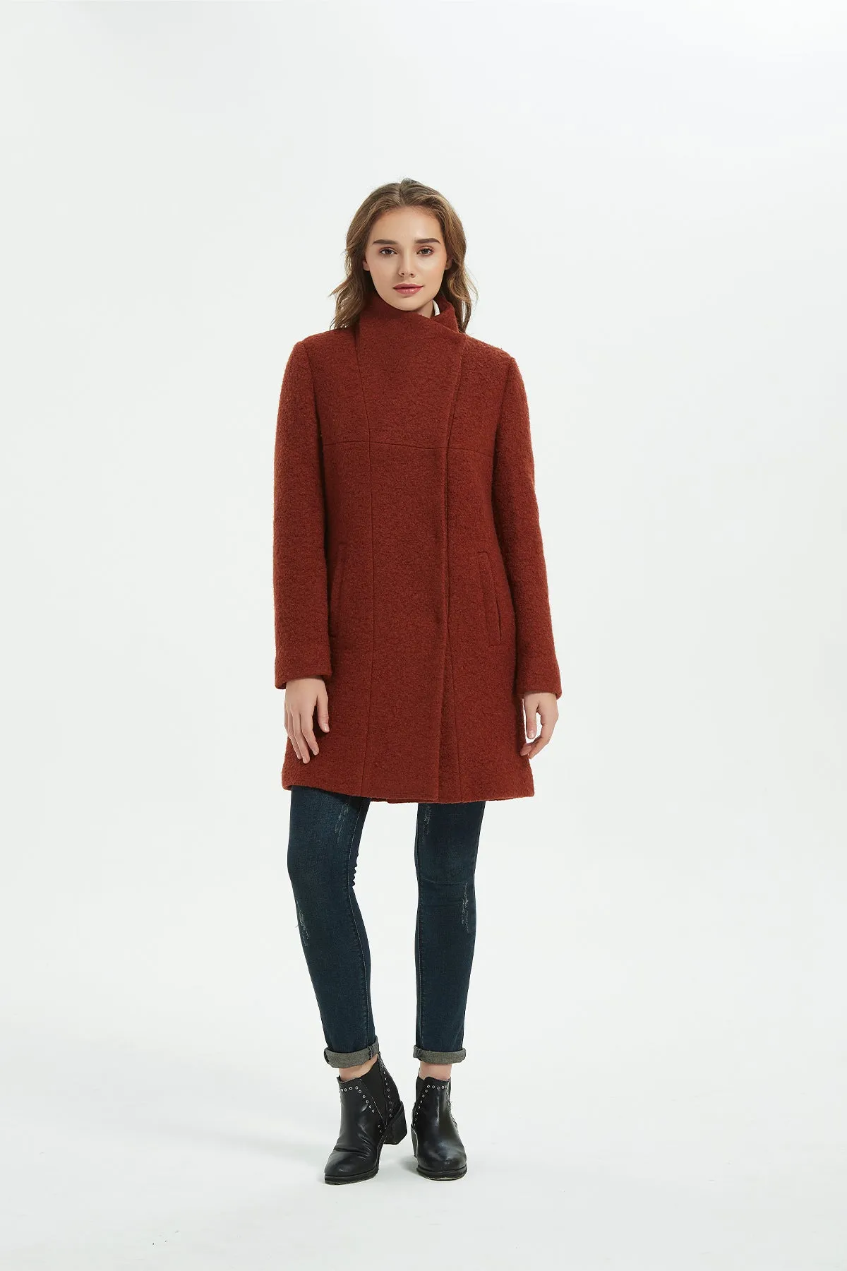 Asymmetrical Mid-Length Wool Coat & Jacket