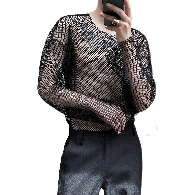 Basic Long-Sleeved See-Through T-Shirts