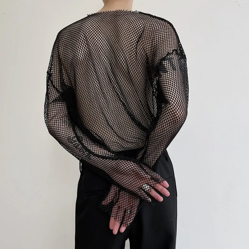 Basic Long-Sleeved See-Through T-Shirts