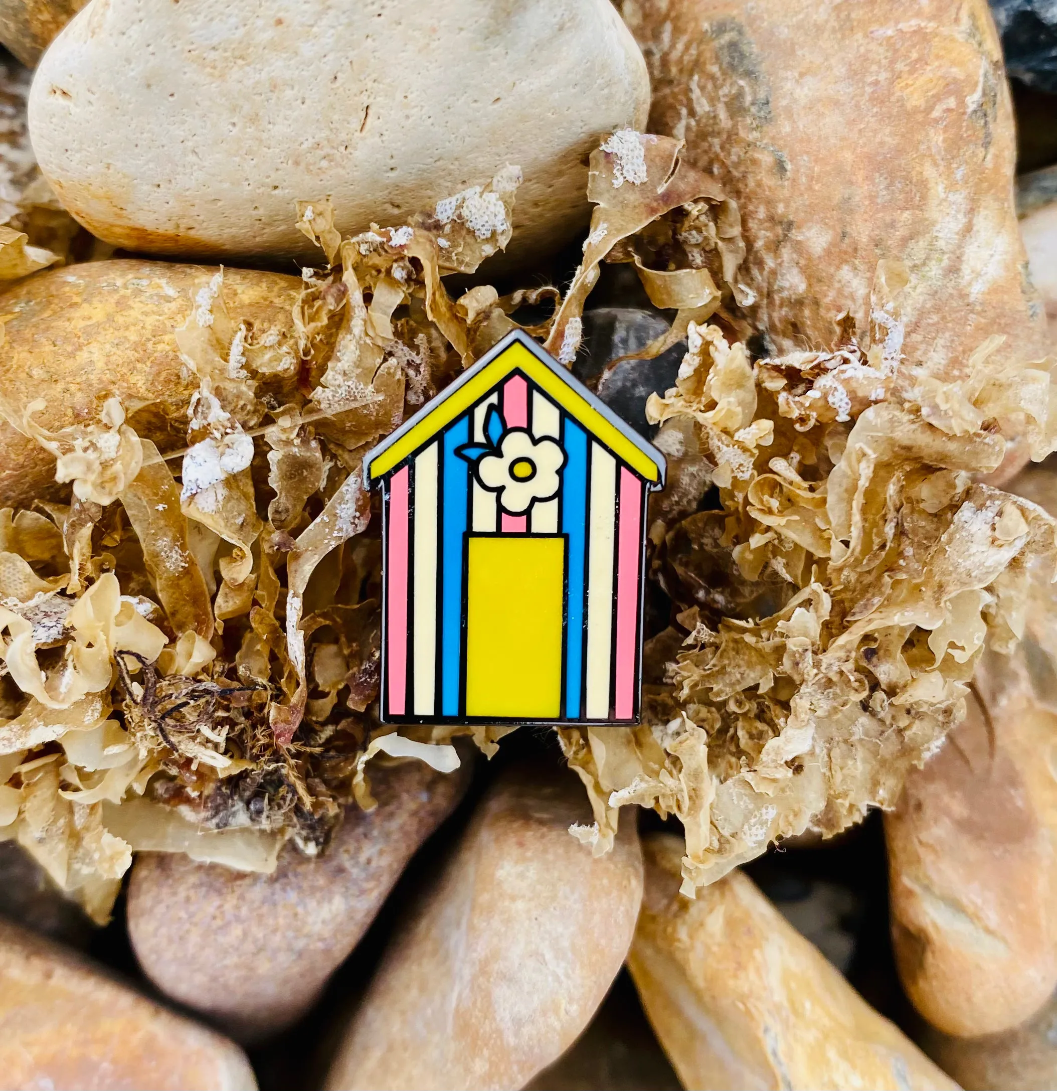 Beach Hut Pin Badge - Enamelhappy