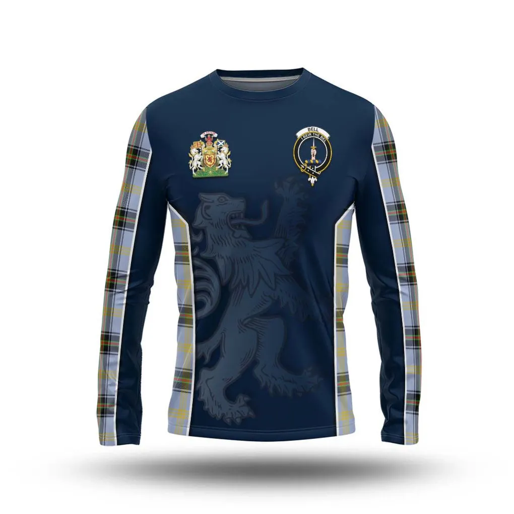 Bell Tartan Long Sleeve T-Shirt with Family Crest and Lion Rampant Vibes Sport Style