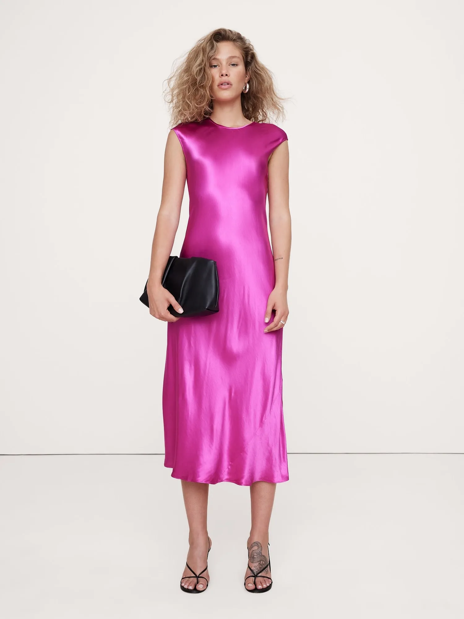 Bias-Cut Satin Midi Dress