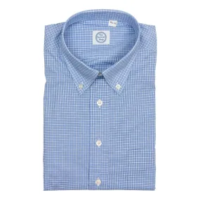 Blue and White Check Button Down Dress Shirt