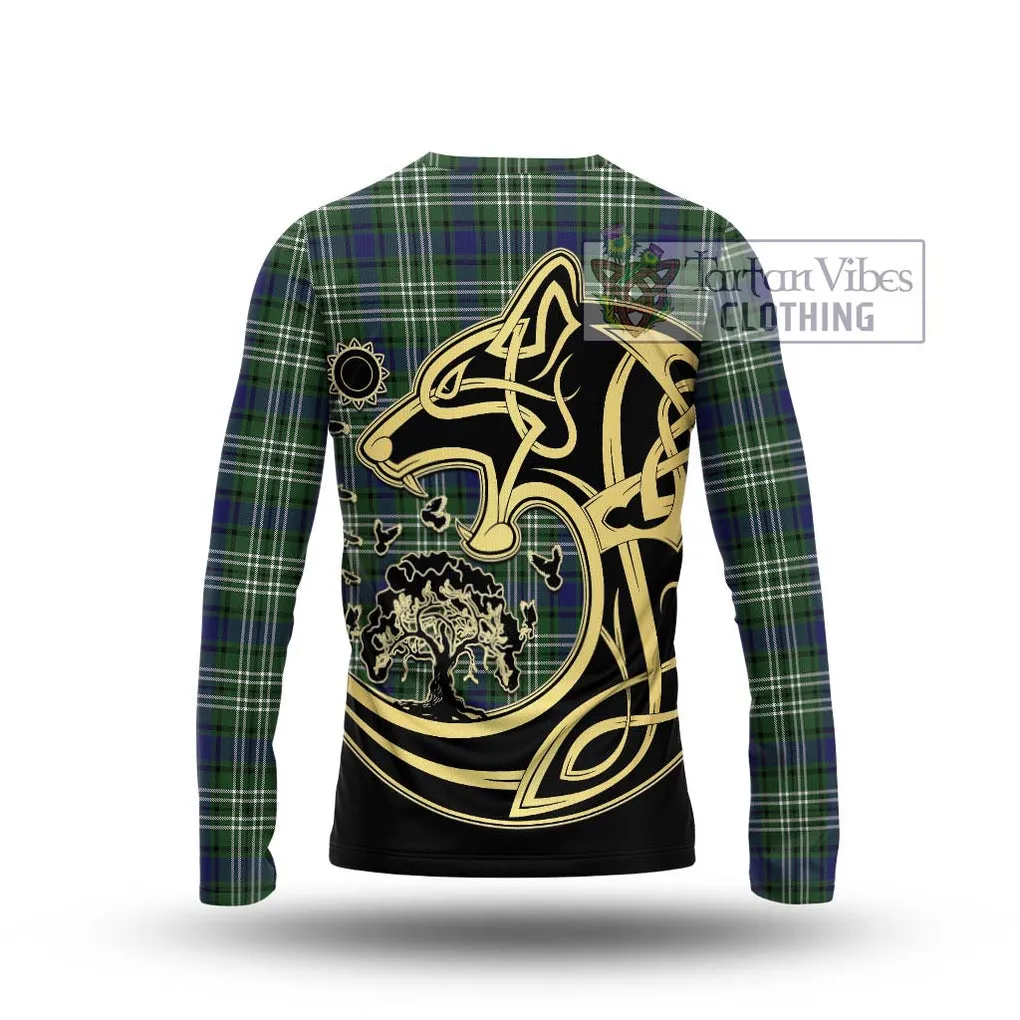 Blyth Tartan Long Sleeve T-Shirt with Family Crest Celtic Wolf Style