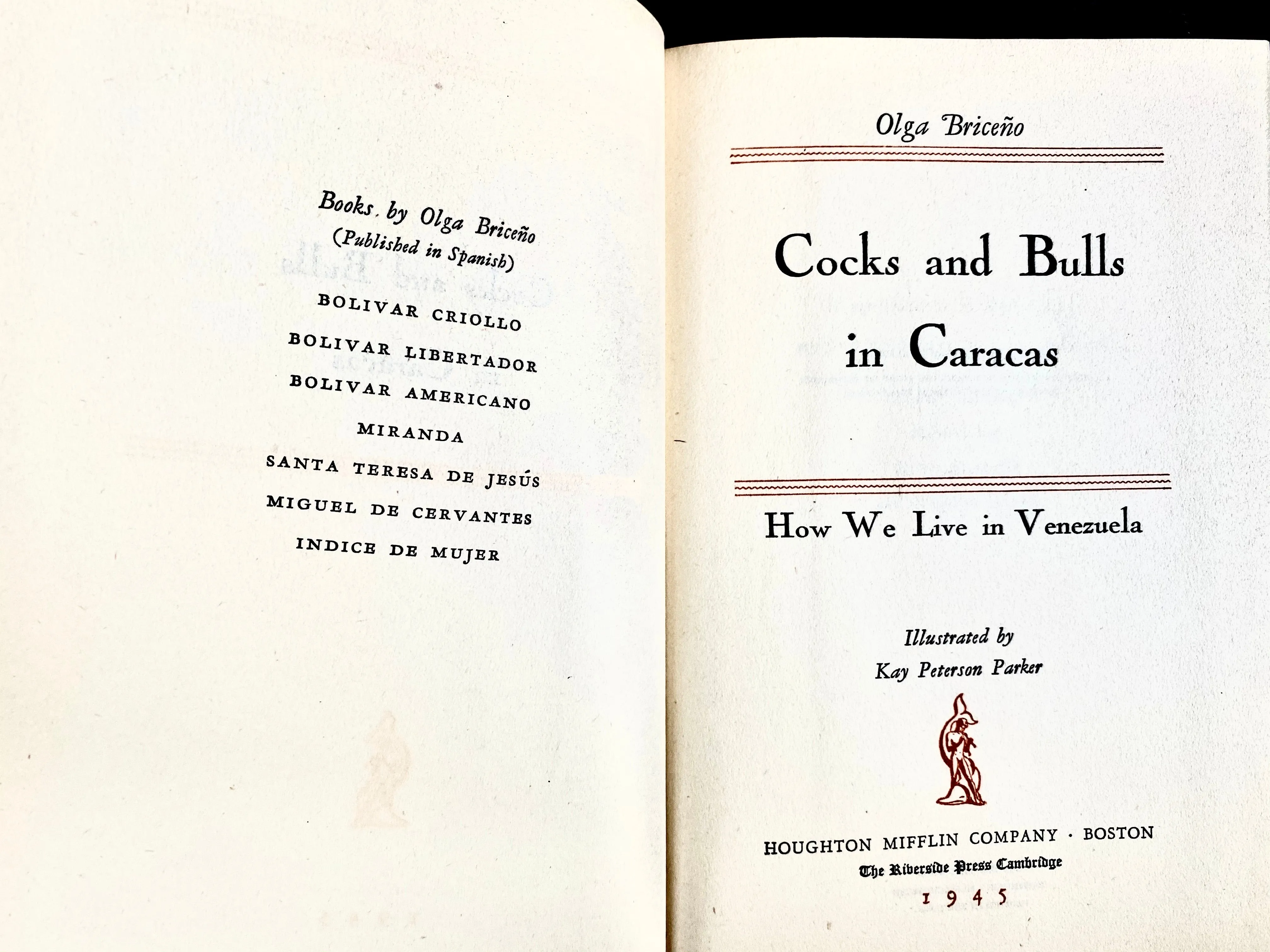 Book, Cocks and Bulls in Caracas   SOLD