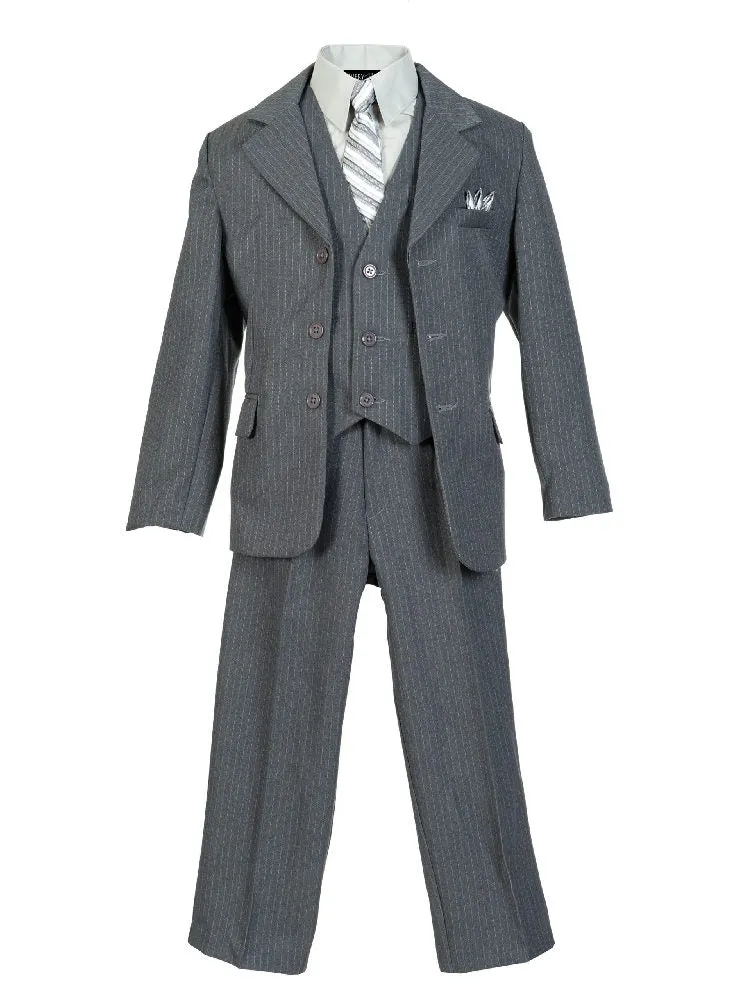 Boys Multi Color 5 Pcs Pinstripe Suit 2T-20