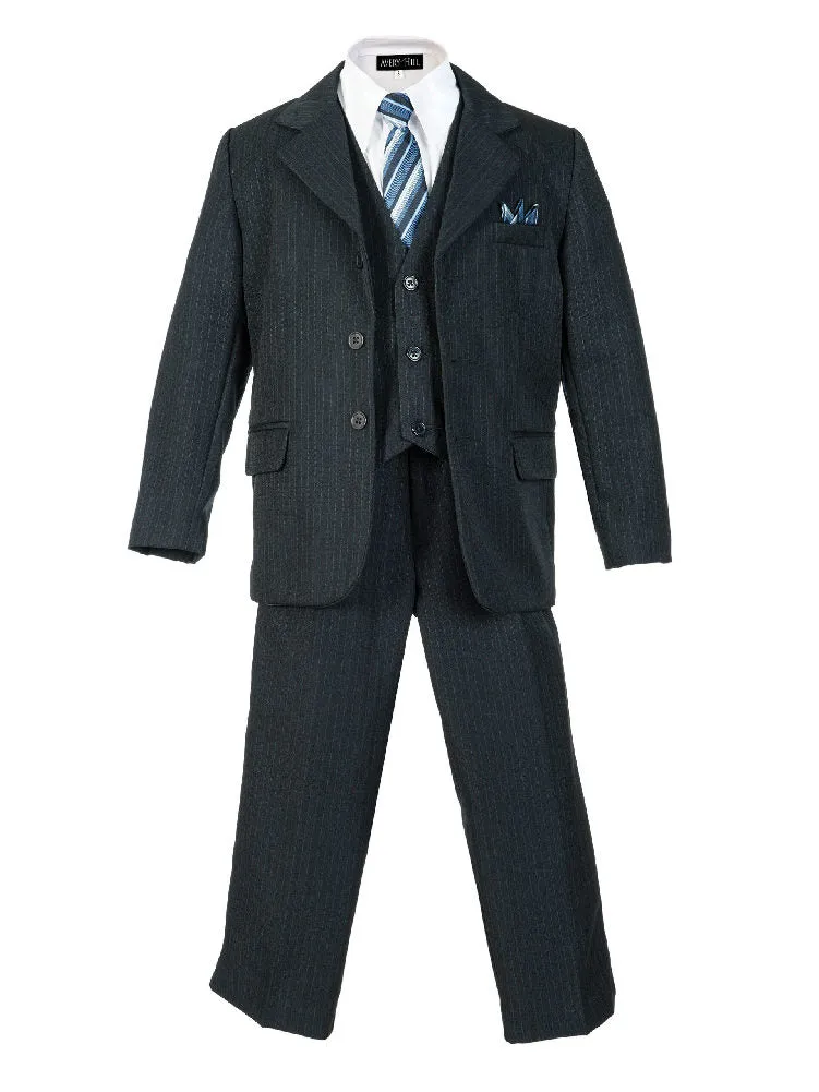 Boys Multi Color 5 Pcs Pinstripe Suit 2T-20