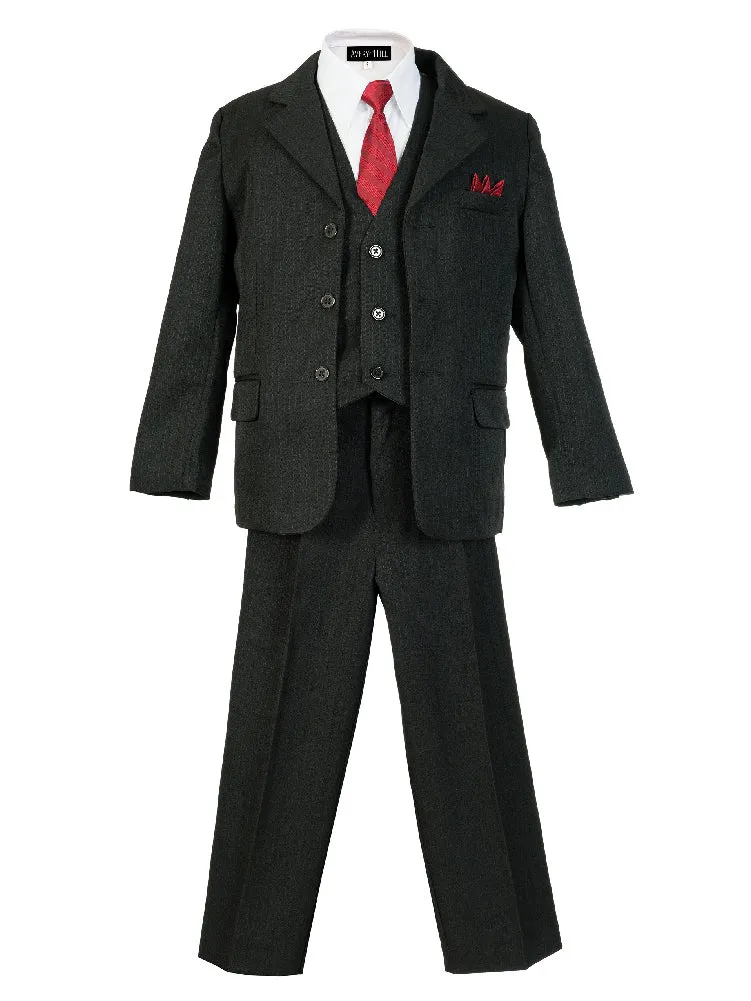 Boys Multi Color 5 Pcs Pinstripe Suit 2T-20