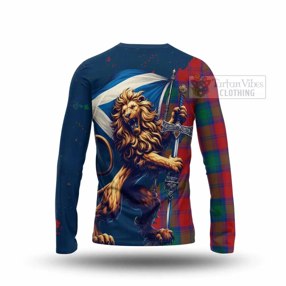 Byres (Byses) Tartan Family Crest Long Sleeve T-Shirt with Scottish Majestic Lion