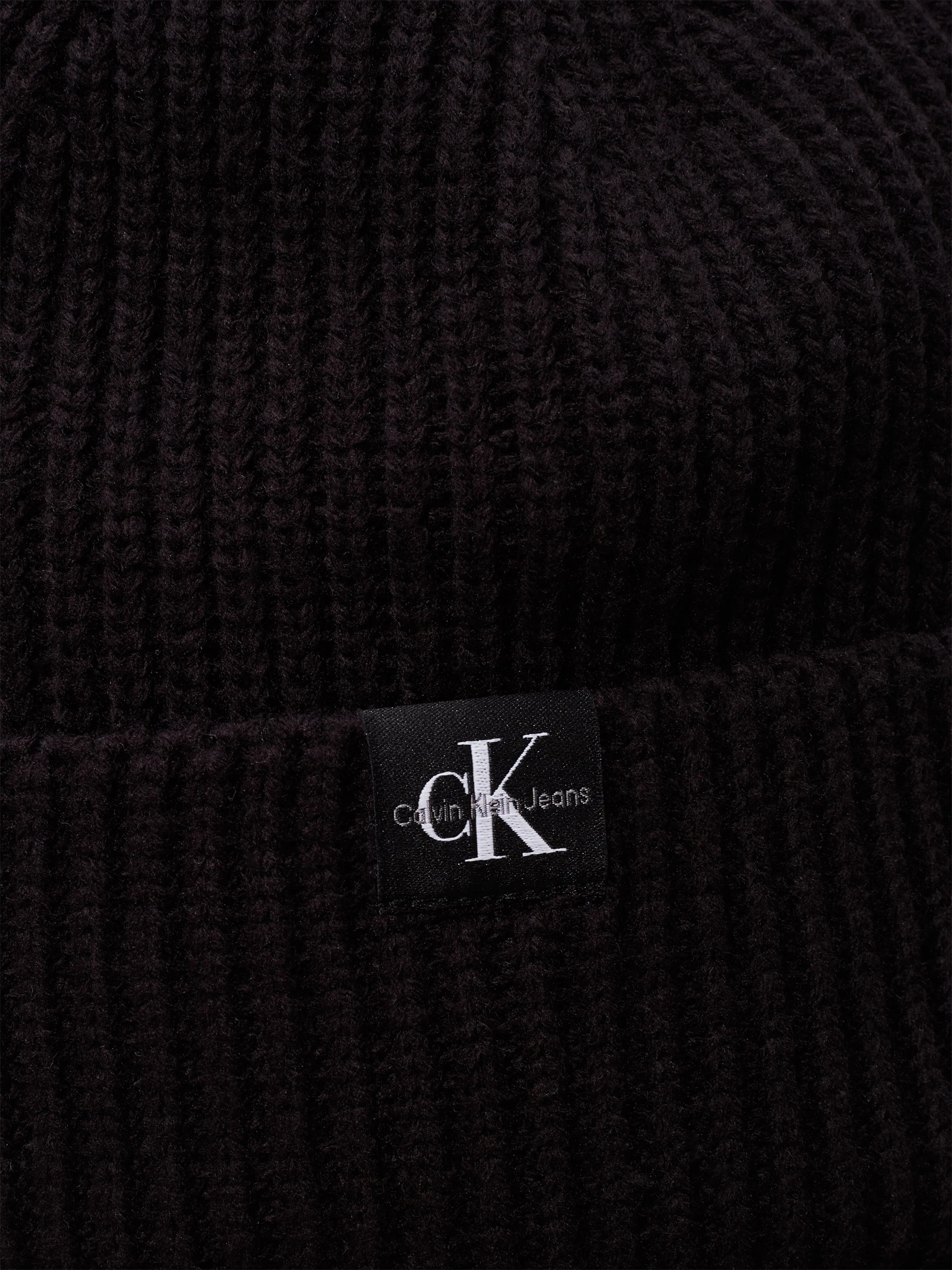 Calvin Klein Kids Monogram Rib Beanie in Black