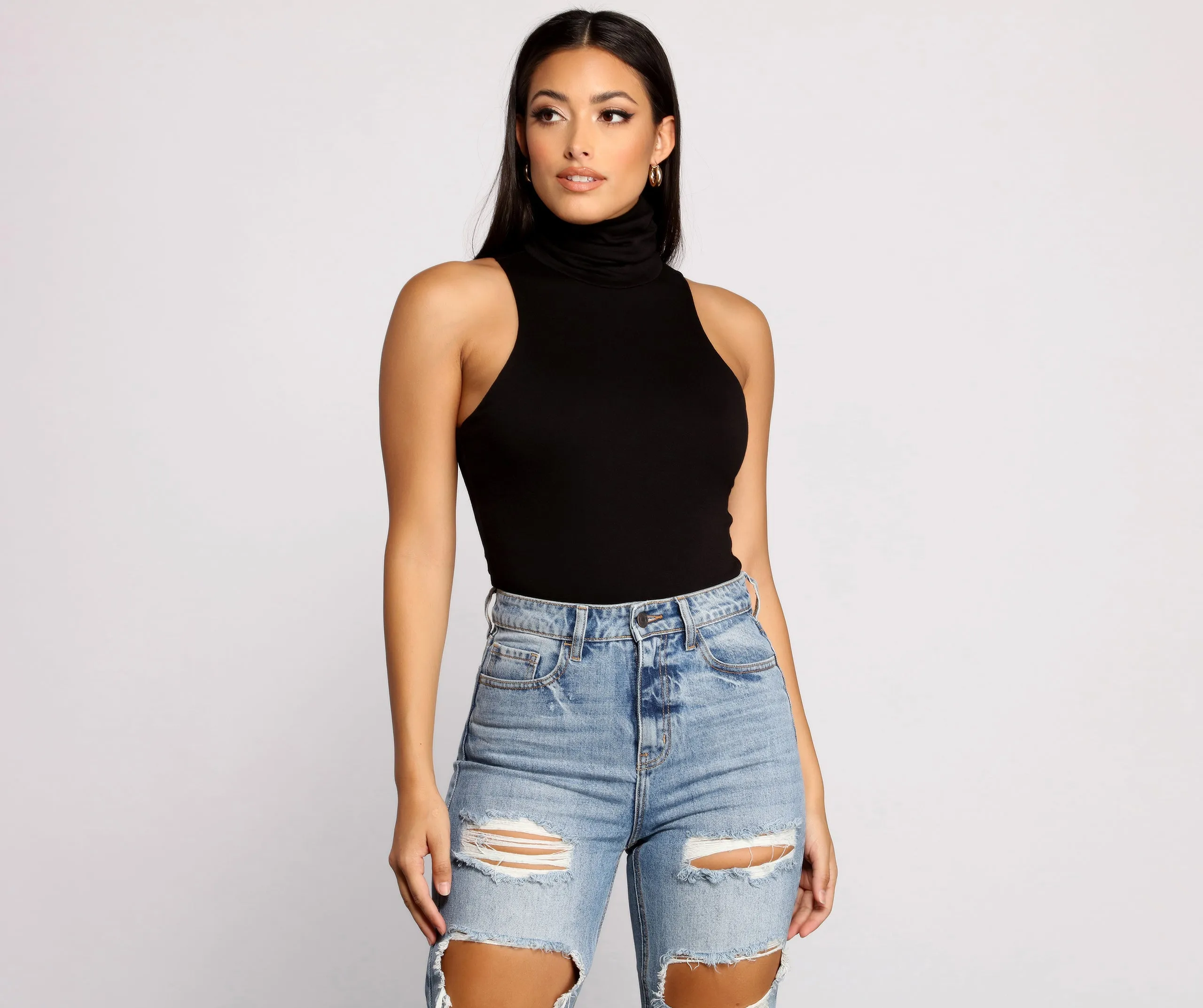 Captivate Me Basic Crepe Sleeveless Bodysuit