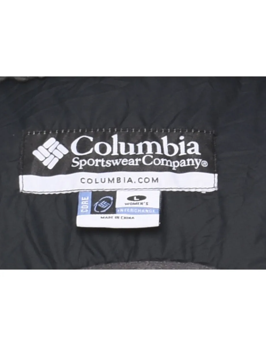 Columbia Embroidered Black Zip-Front Puffer Jacket - L