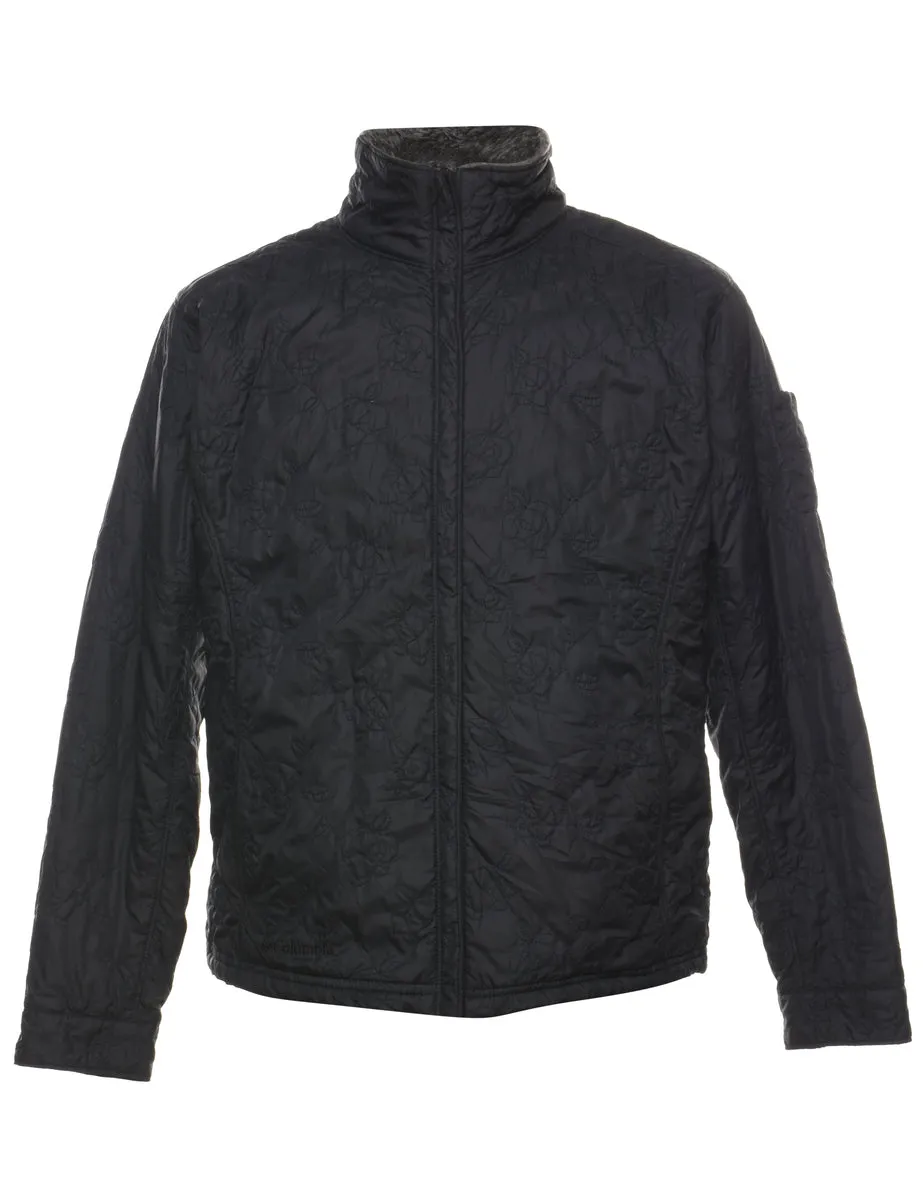 Columbia Embroidered Black Zip-Front Puffer Jacket - L