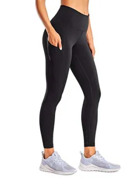 CRZ YOGA Women's Naked Feeling Workout Leggings 25 Inches - High Waisted Yoga Pants with Side Pockets Black