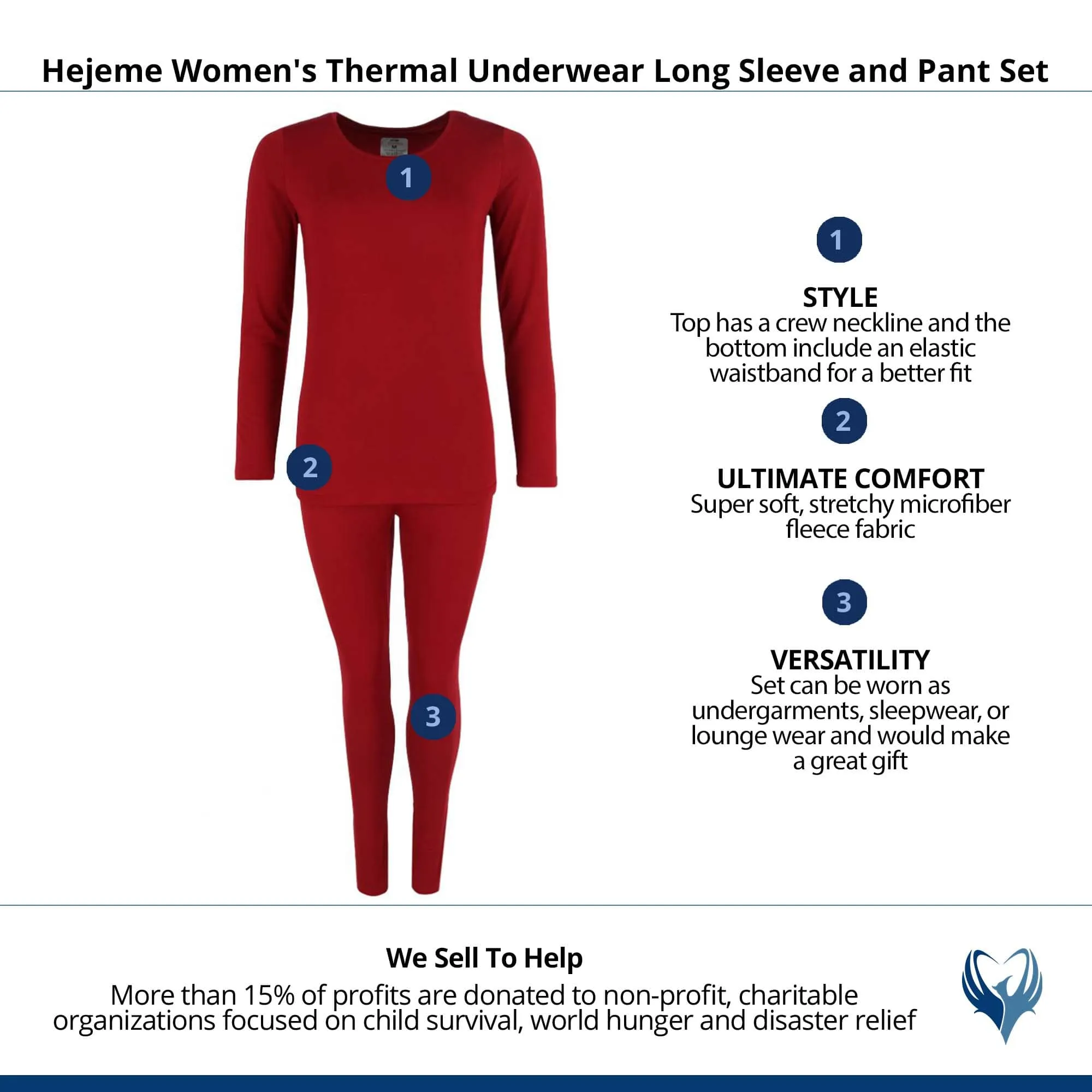 CTM® Women's Thermal Underwear Long Sleeve and Pant Set