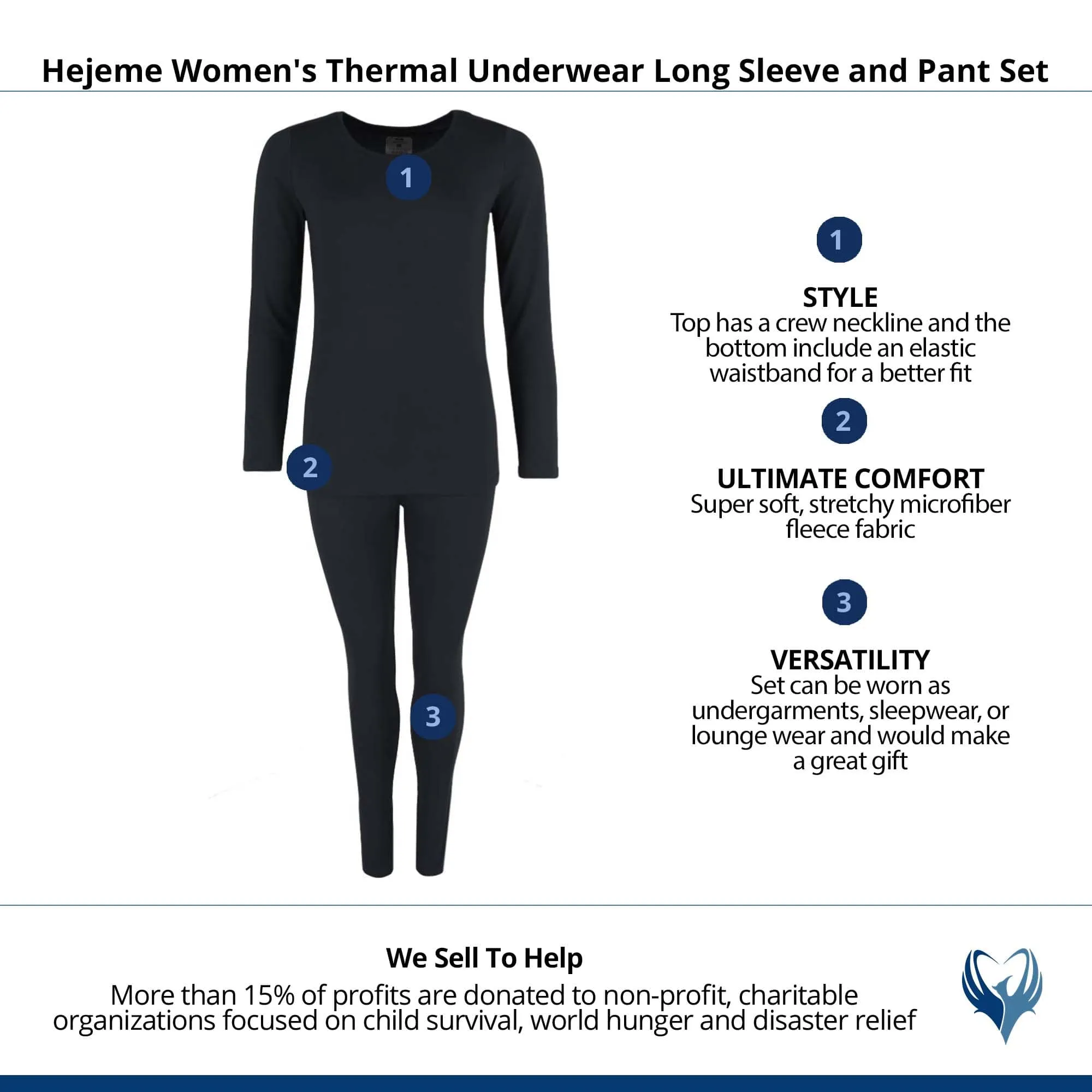 CTM® Women's Thermal Underwear Long Sleeve and Pant Set