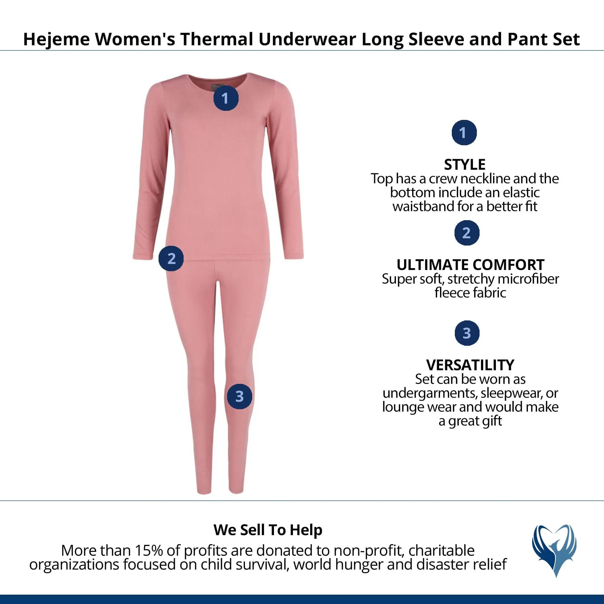 CTM® Women's Thermal Underwear Long Sleeve and Pant Set