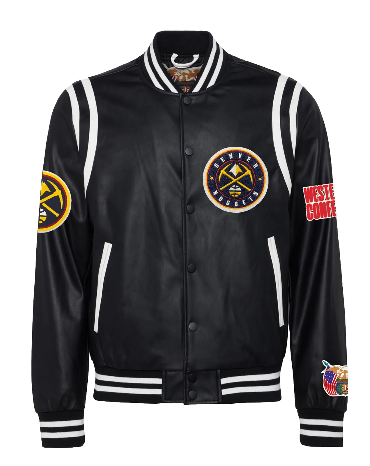 DENVER NUGGETS VEGAN LEATHER JACKET Black / White