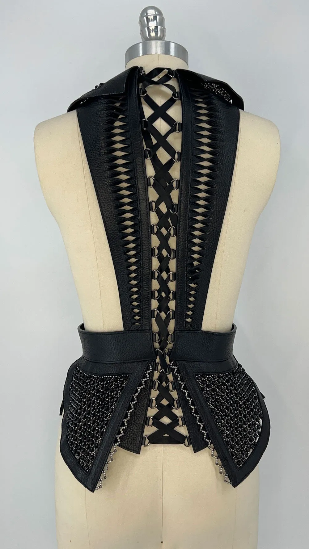 Dietrich Leather & Beaded Tuxedo Corset