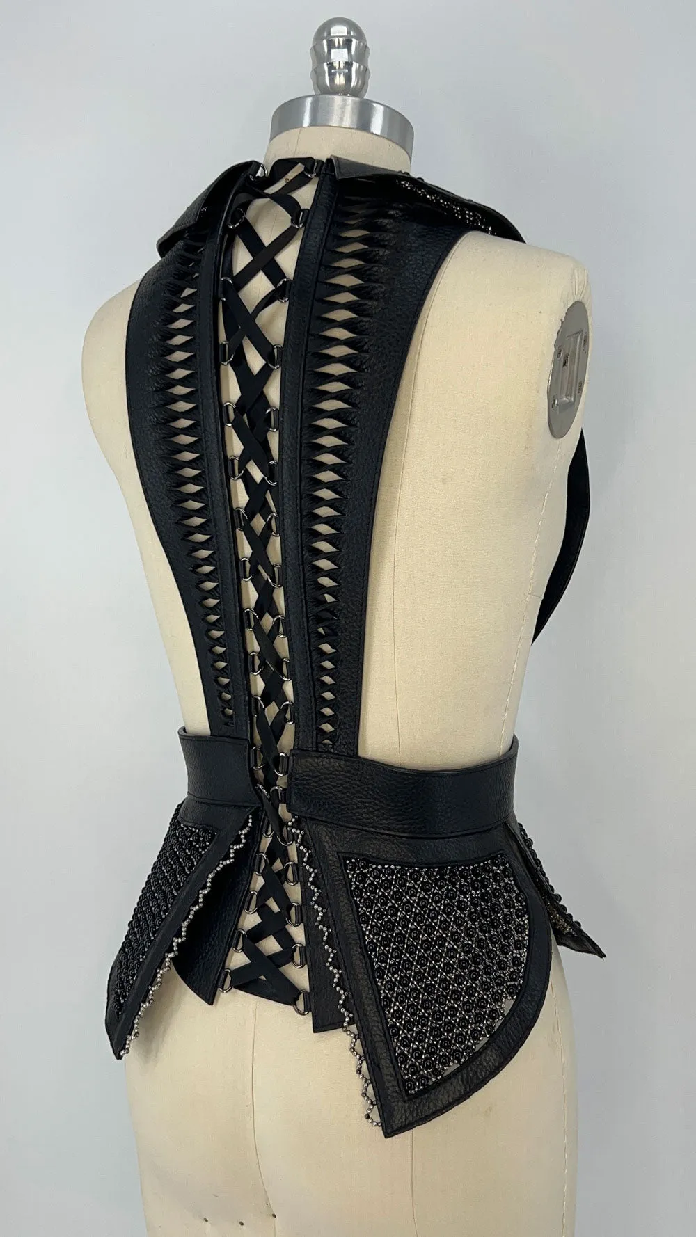 Dietrich Leather & Beaded Tuxedo Corset