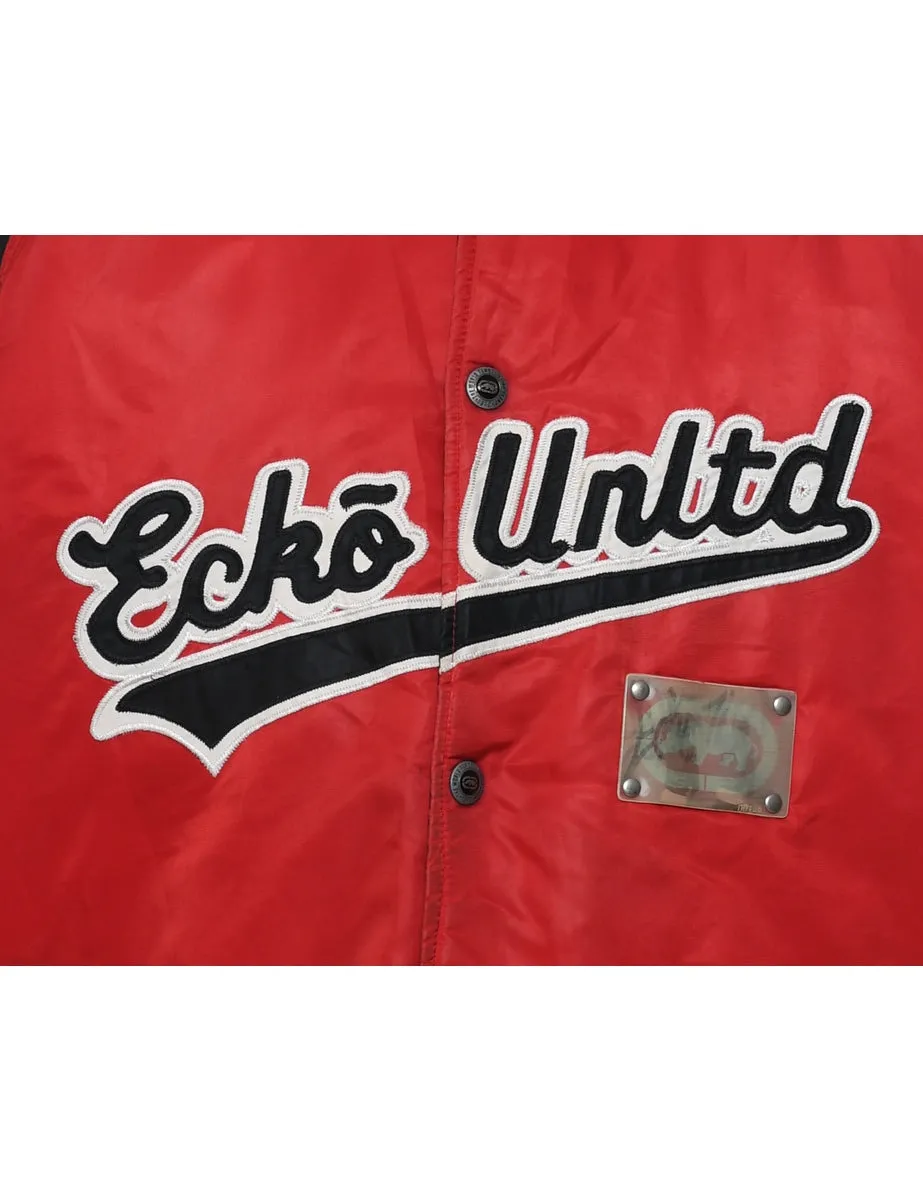 Ecko Unltd Y2K Red & Black Embroidered Bomber Jacket - XL