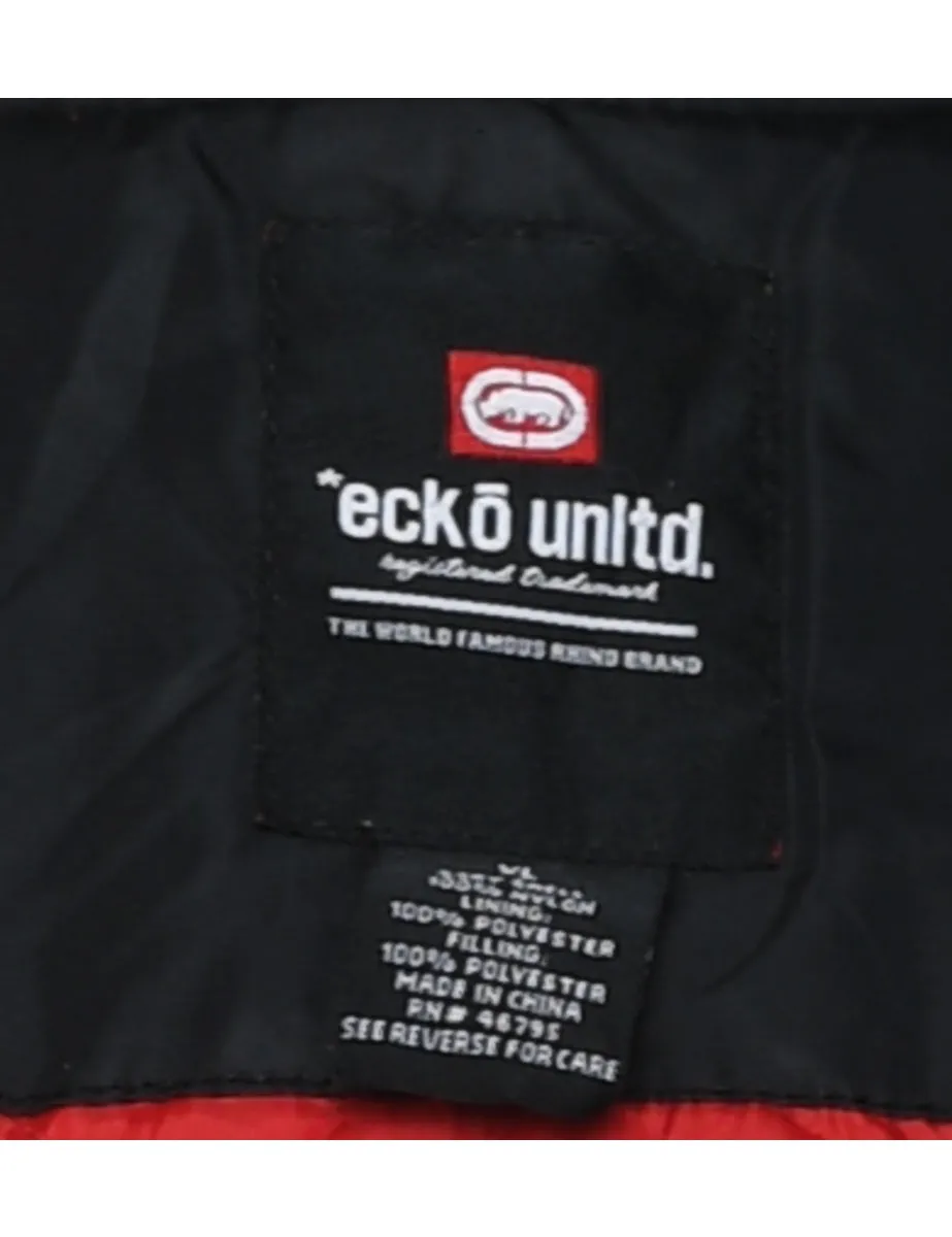 Ecko Unltd Y2K Red & Black Embroidered Bomber Jacket - XL