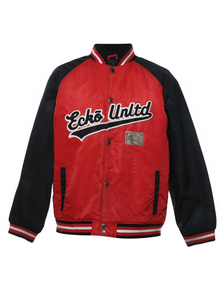 Ecko Unltd Y2K Red & Black Embroidered Bomber Jacket - XL