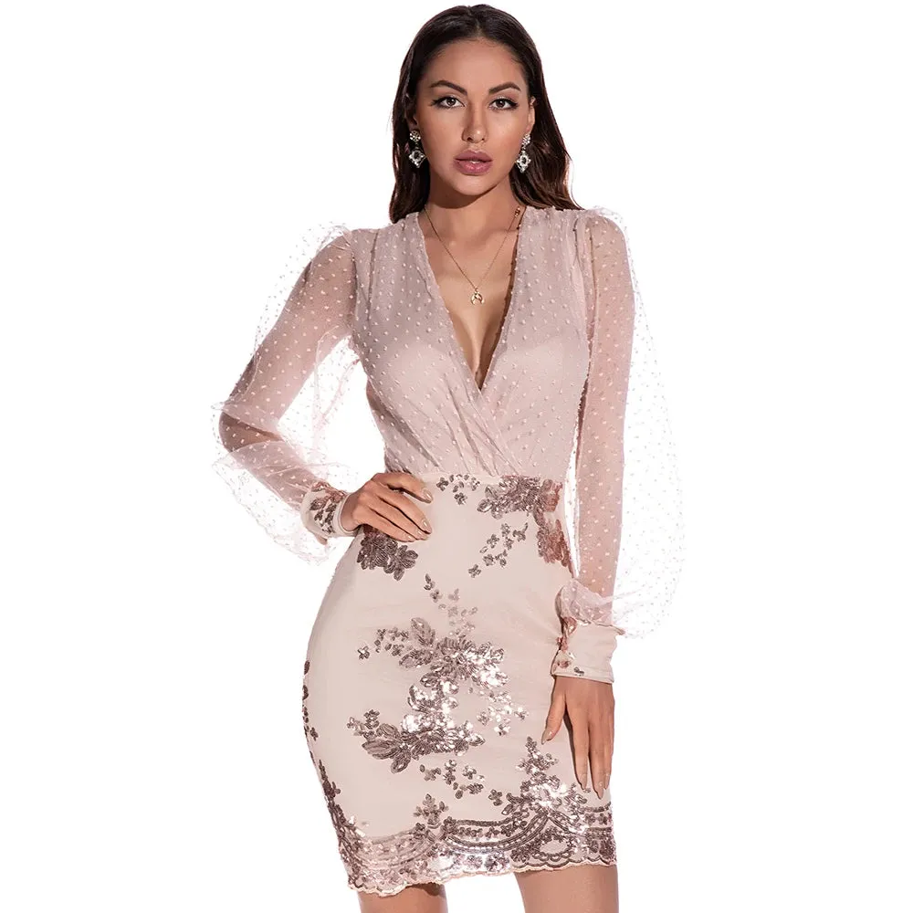 Elegant Mini Sequin Bodycon Dress