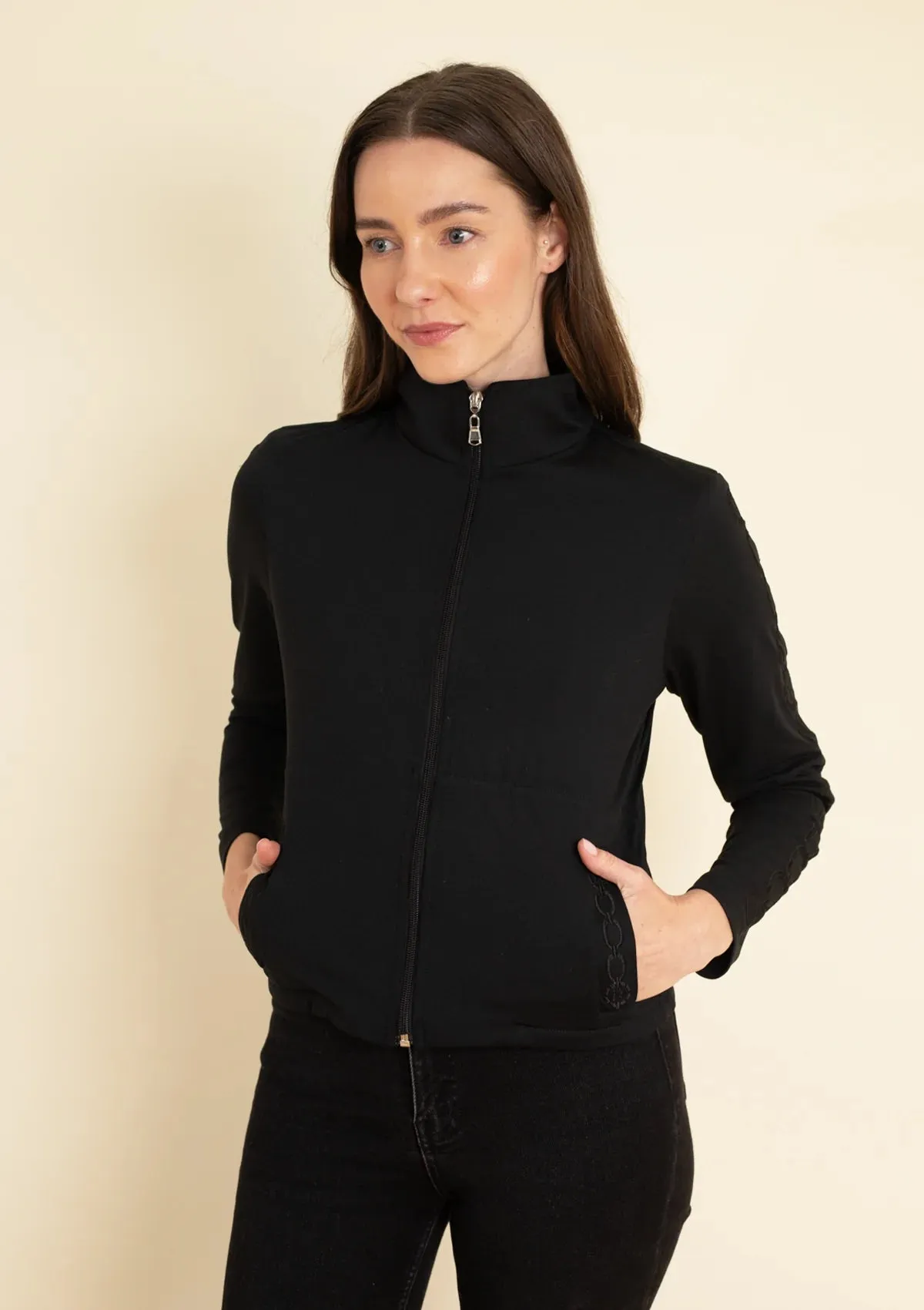 Equus Embroidered Zip Jacket | Noir