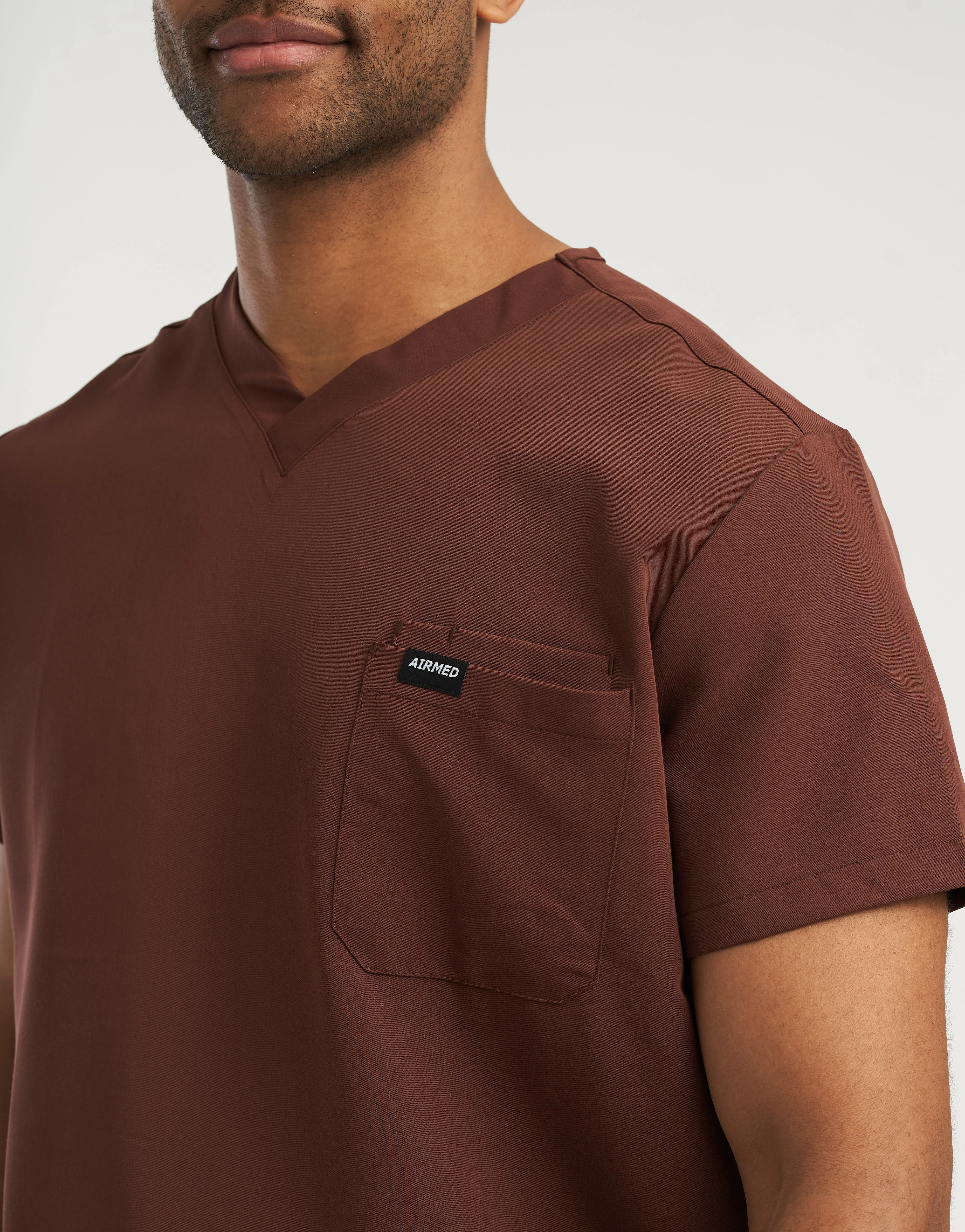 Essential V Neck Scrub Top - Cocoa