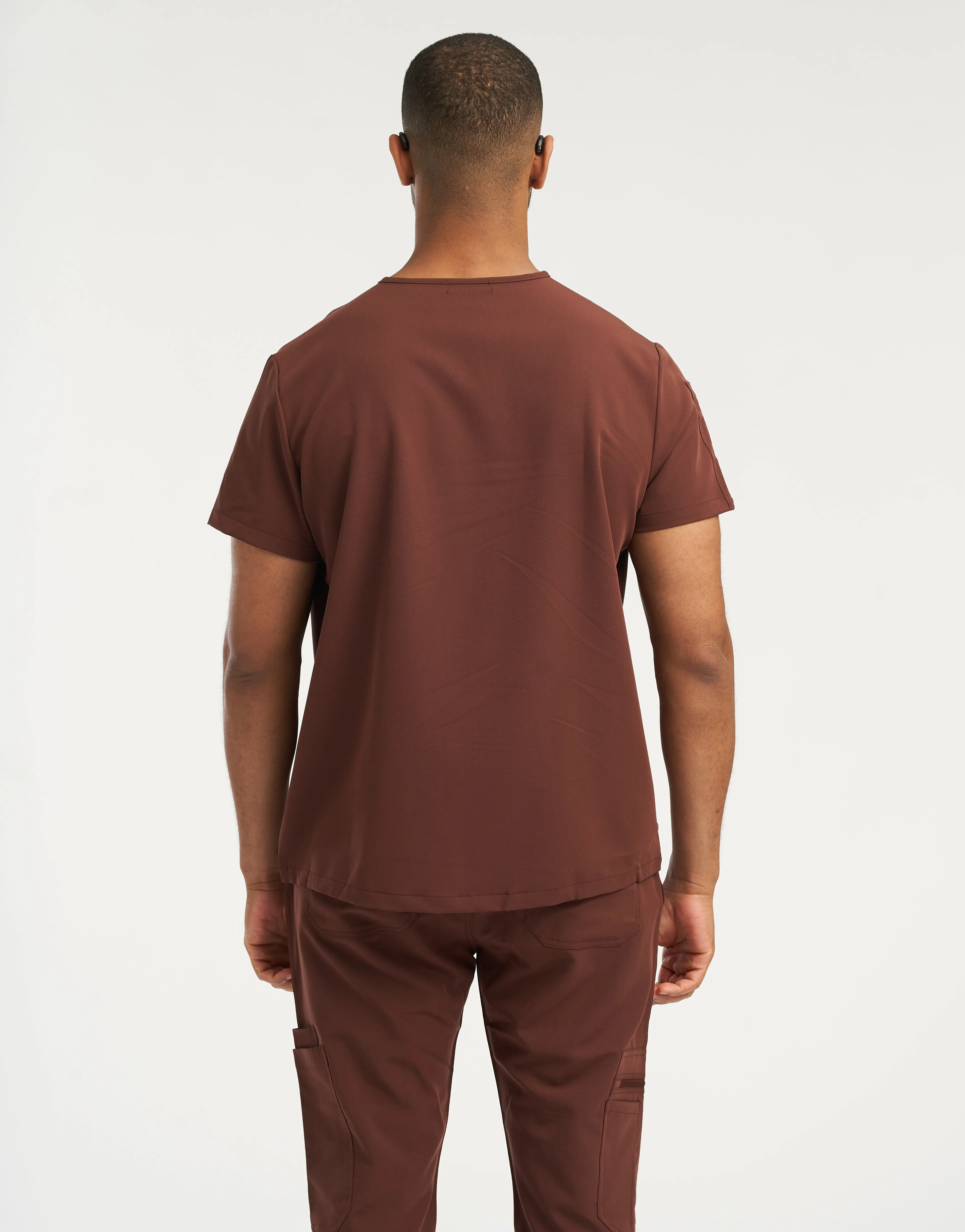 Essential V Neck Scrub Top - Cocoa