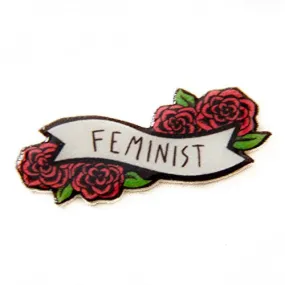 Feminist Lapel Pin with Flowers