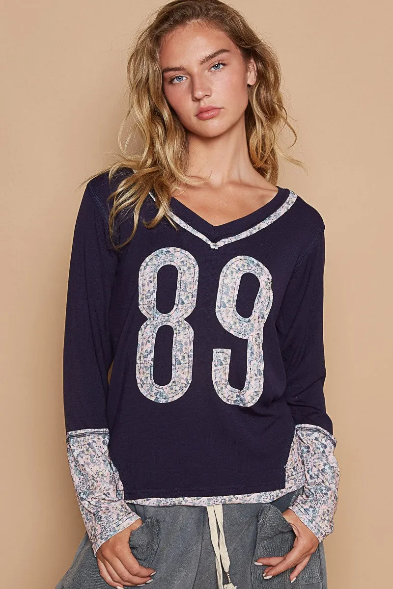 Floral Number Patch T-Shirt