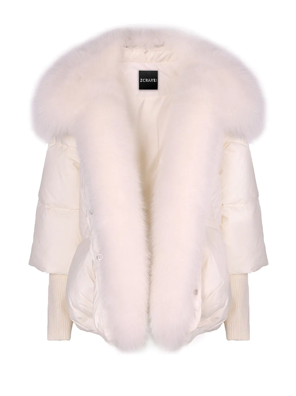 Fur Trim Puffer Jacket in White