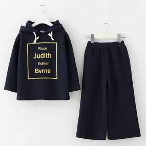 Girls Dark Blue Hoodie   Pants Suits