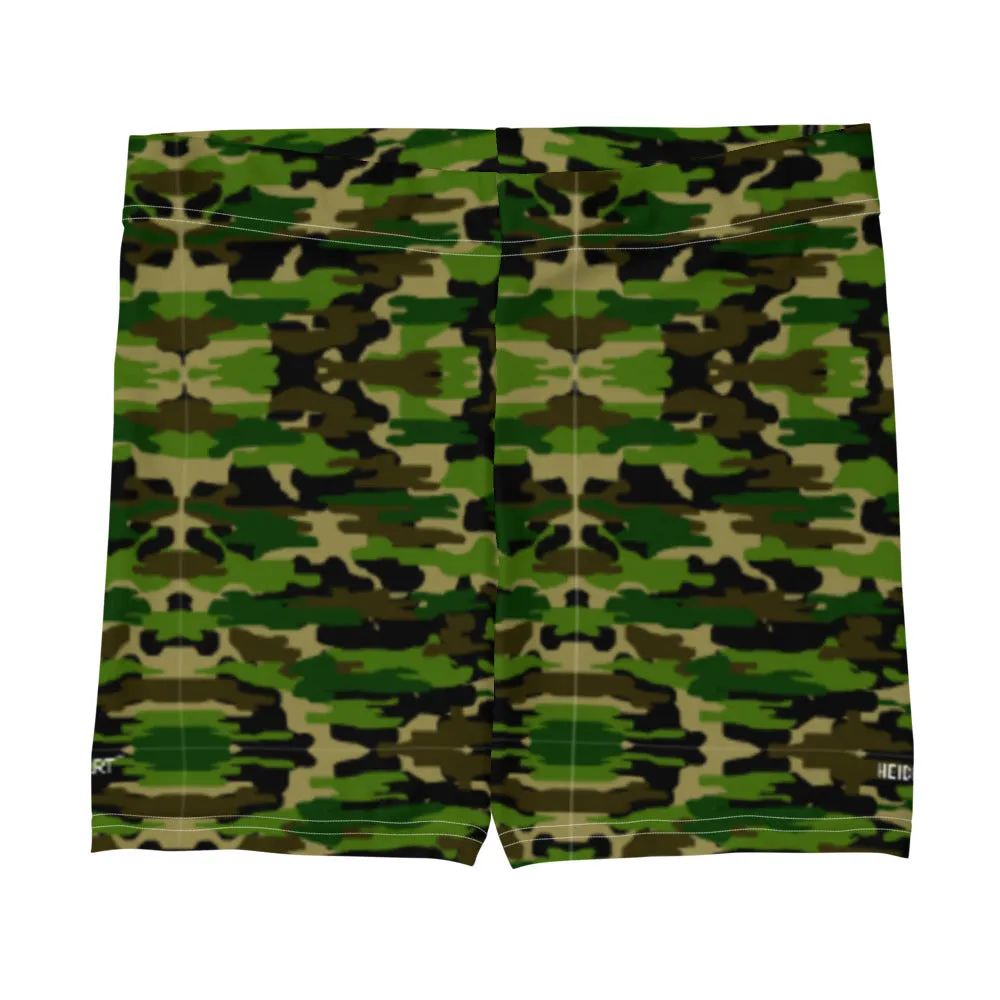 Green Camo Shorts, Camouflage Military Army Print Women's Short Tights-Made in USA/EU