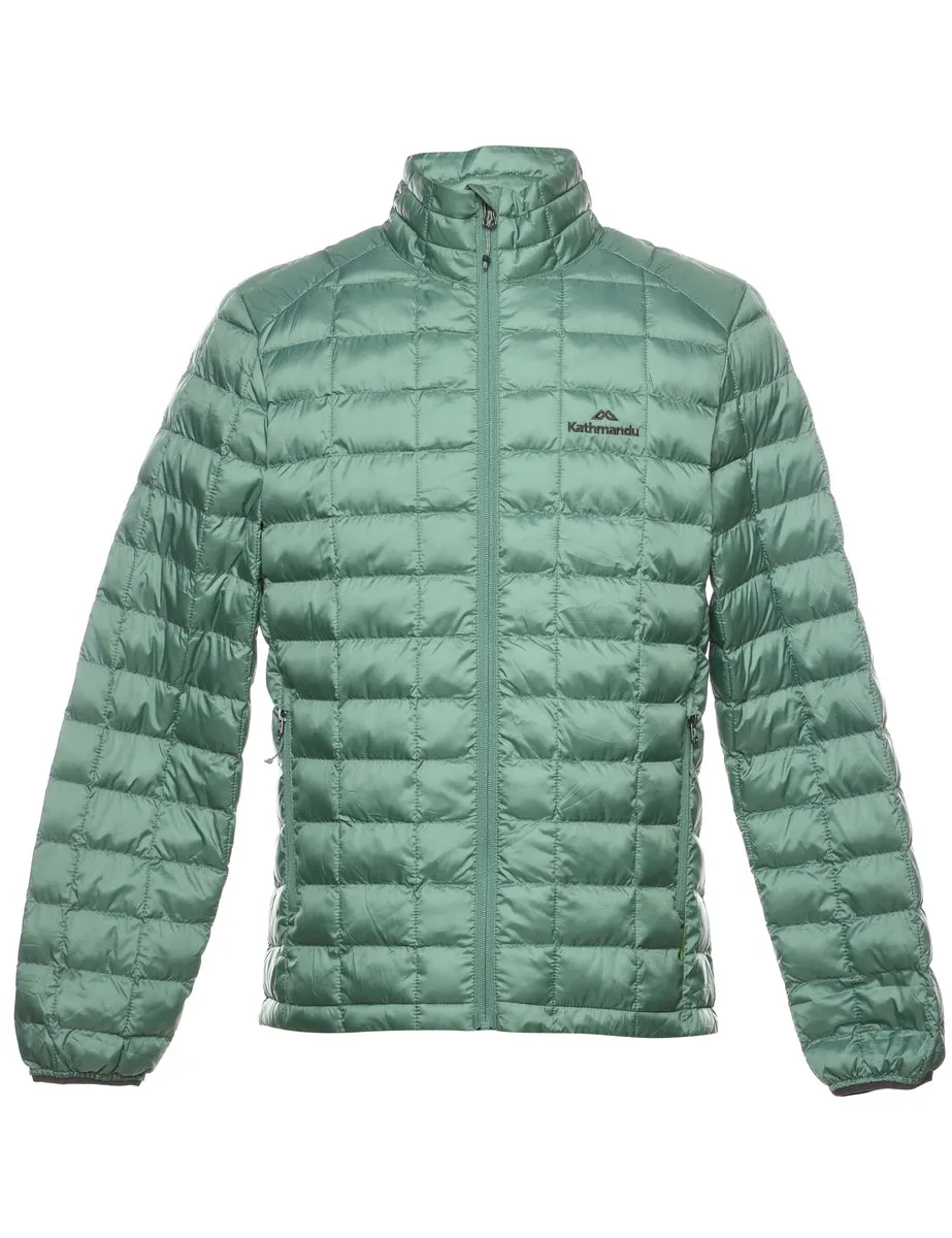 Green Zip-Front Classic Puffer Jacket - L