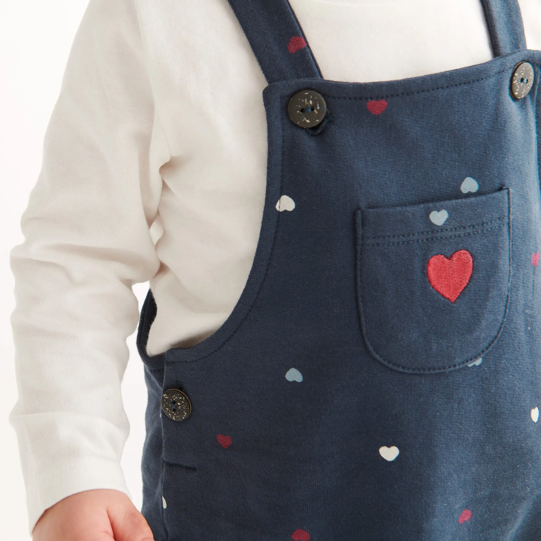 Hearts Dungarees & Love Long Sleeve T-Shirt Outfit